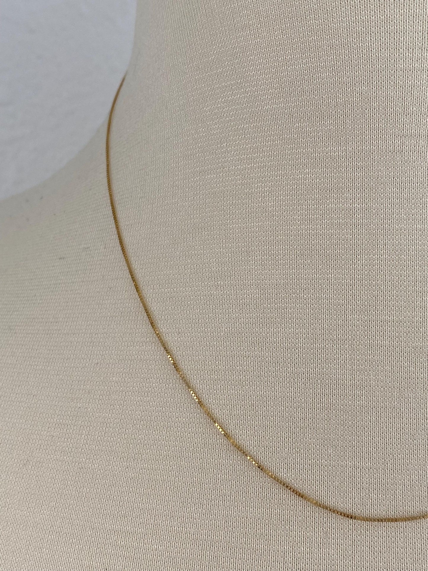 Vintage Solid 14k Yellow Gold Dainty Box Chain Necklace - 18 inches