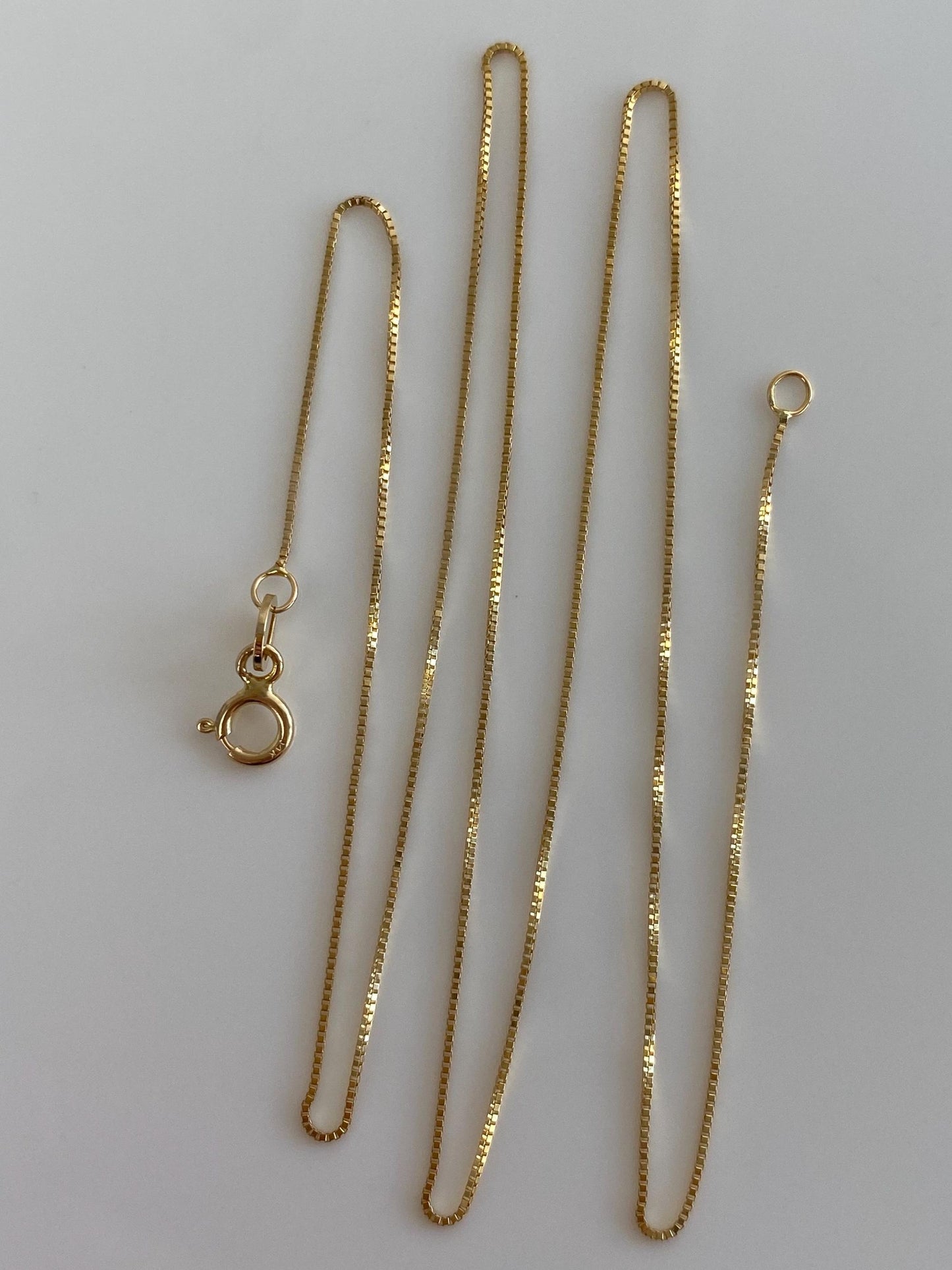 Vintage Solid 14k Yellow Gold Dainty Box Chain Necklace - 18 inches