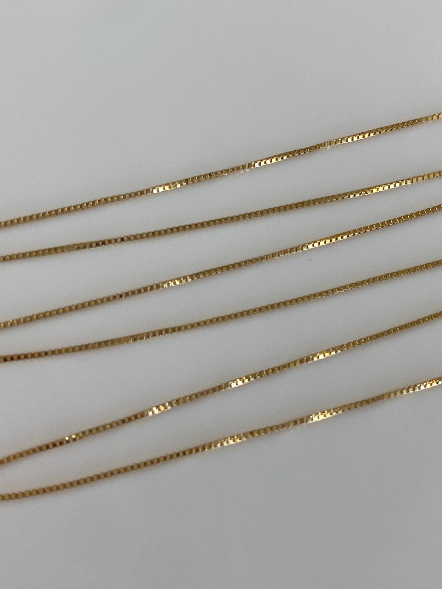 Vintage Solid 14k Yellow Gold Dainty Box Chain Necklace - 18 inches