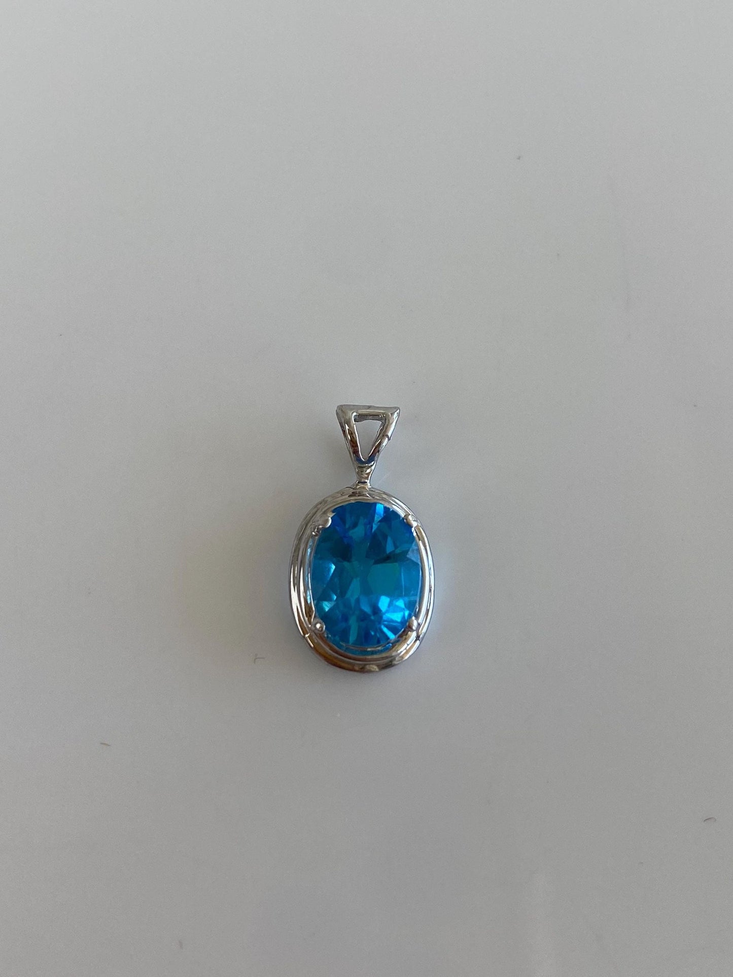 Solid 14k White Gold Topaz Charm