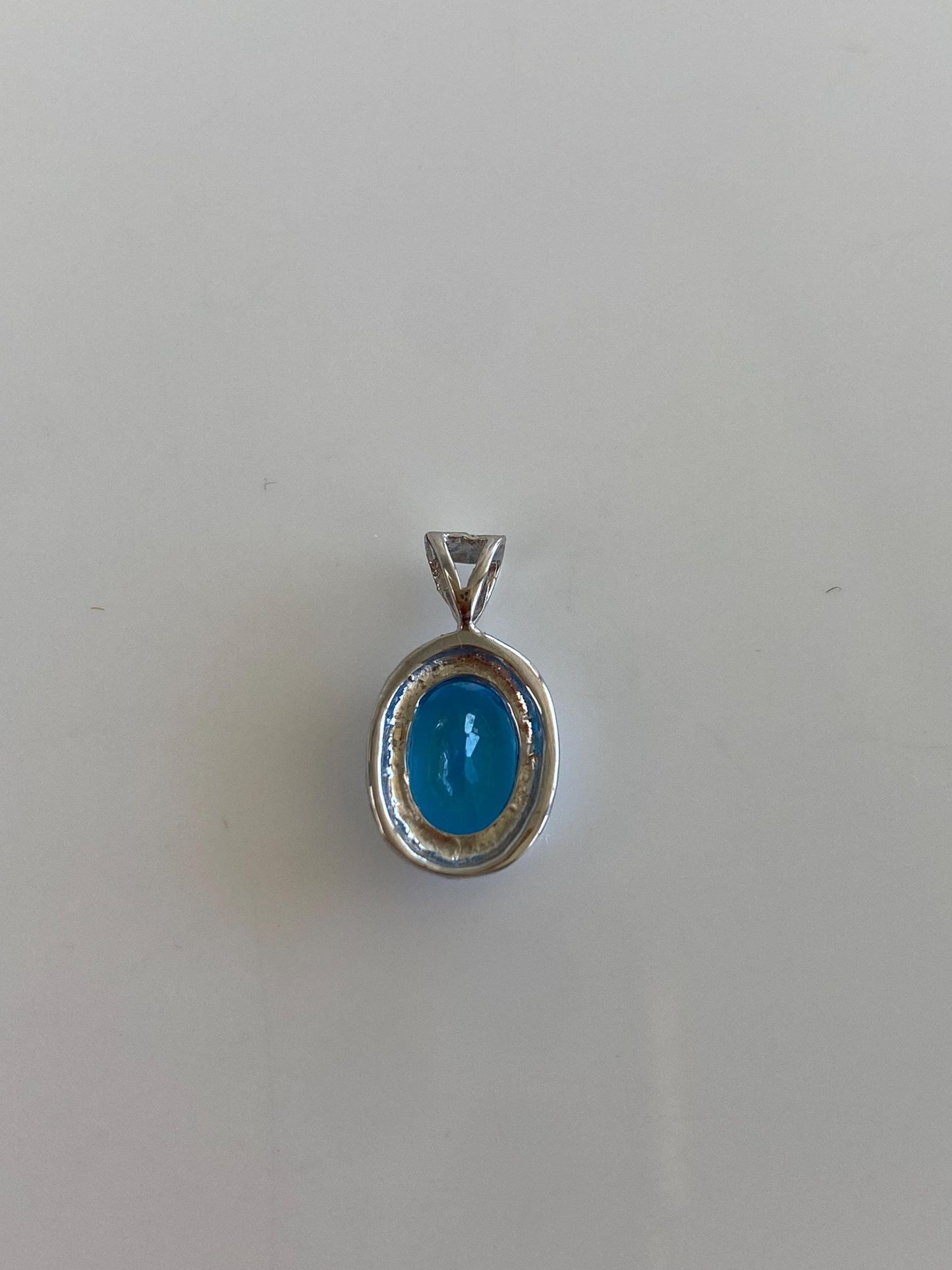 Solid 14k White Gold Topaz Charm