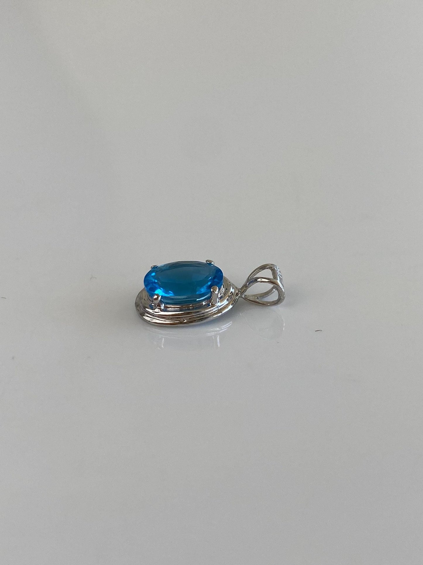 Solid 14k White Gold Topaz Charm