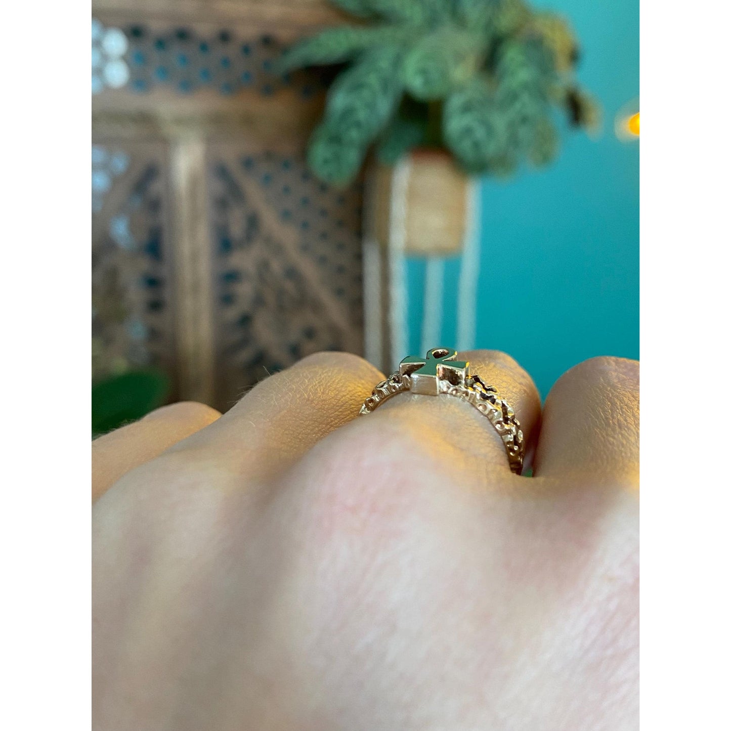 Vintage Solid 10k Yellow Gold Ankh Ring - Size 6.5