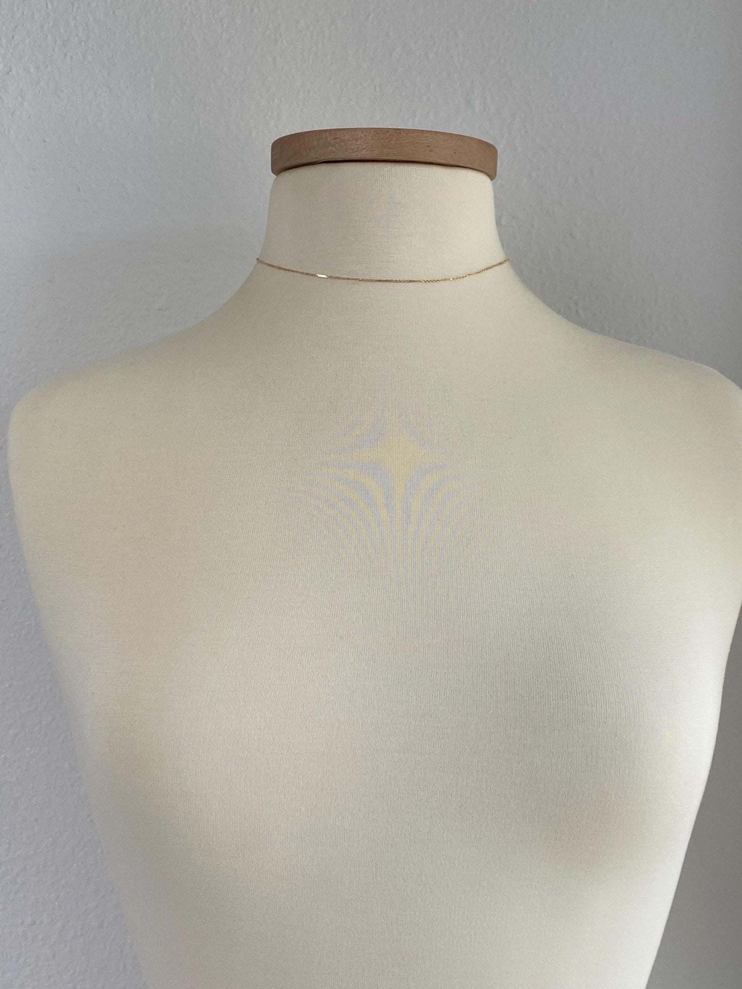 Vintage Solid 14k Yellow Gold Dainty Bar Link Chain Necklace - 15 inches