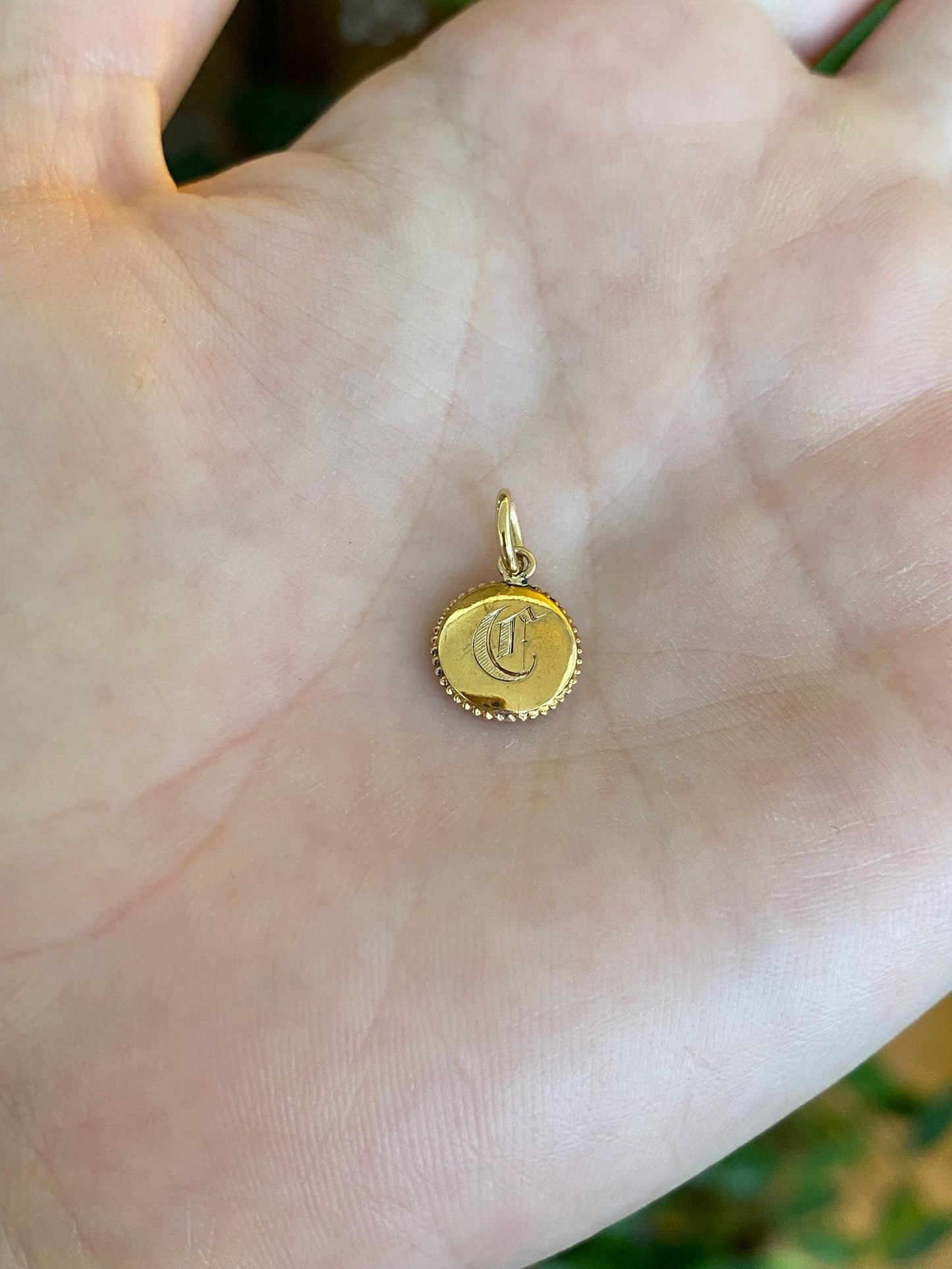Vintage 18k Yellow Gold Old English Initial 'C' Tie Tack Conversion Charm