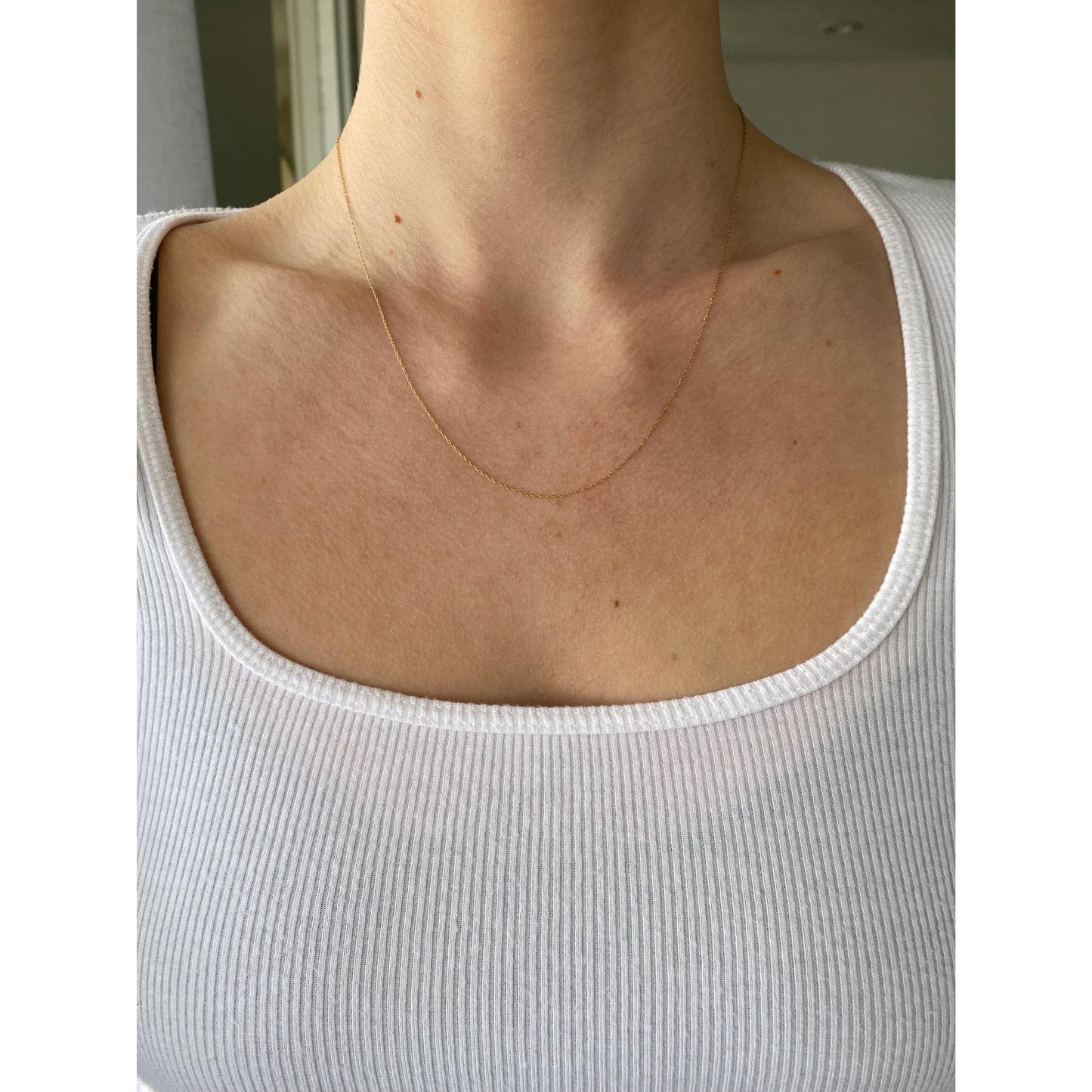 Vintage Solid 10k Yellow Gold Dainty Chain Necklace - 18.25 inches