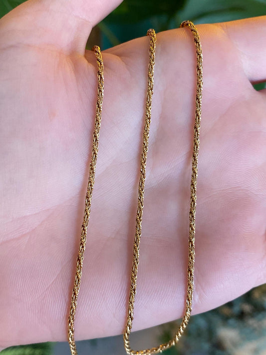 Vintage Solid 18k Yellow Gold Twist Chain Necklace - 19.25 inches