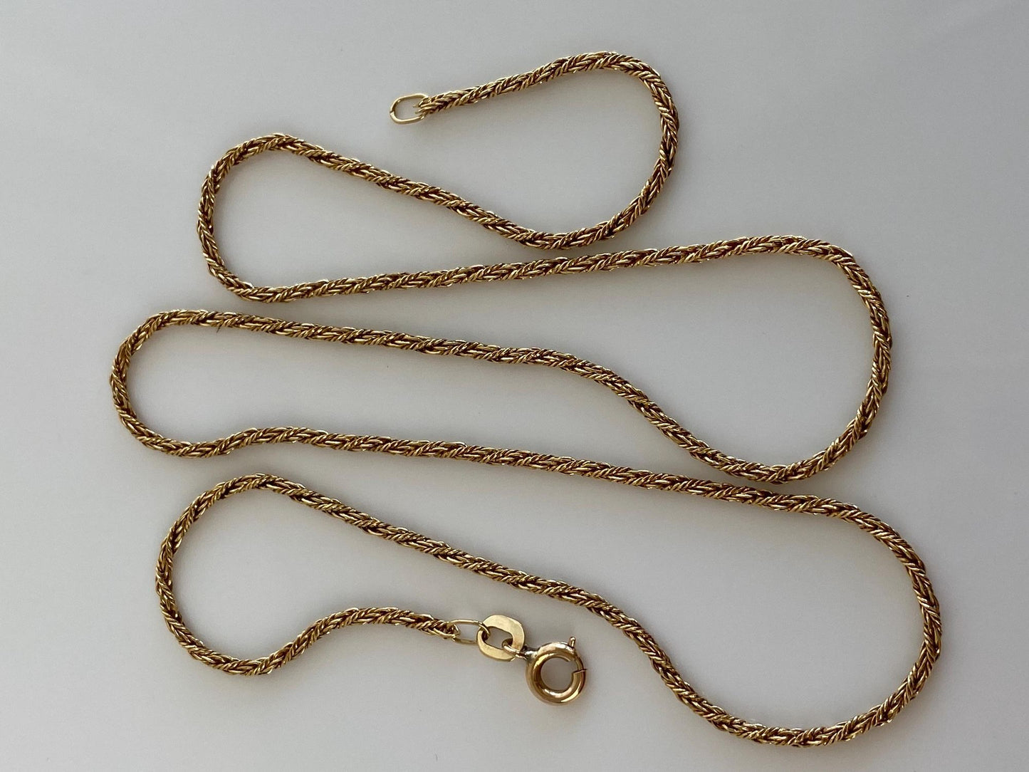 Vintage Solid 18k Yellow Gold Twist Chain Necklace - 19.25 inches