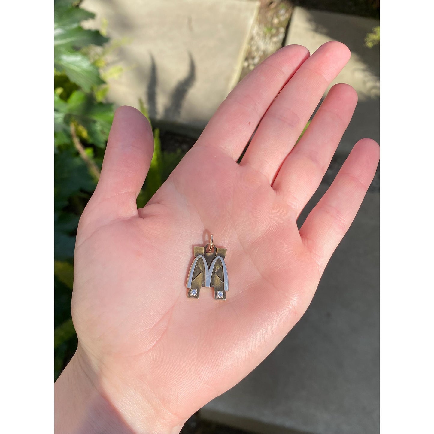 Vintage Solid 10k Yellow Gold Diamond McDonalds Charm