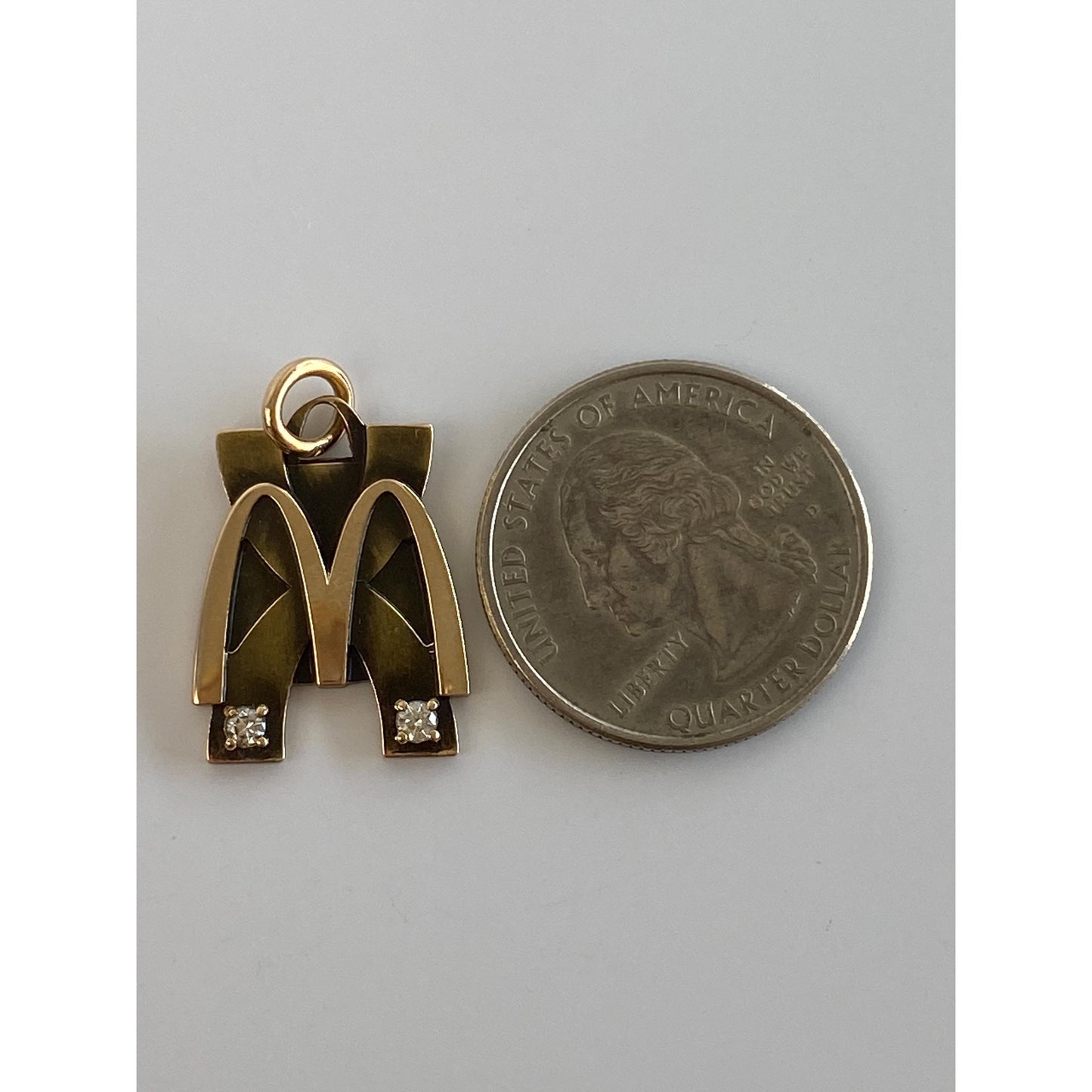 Vintage Solid 10k Yellow Gold Diamond McDonalds Charm