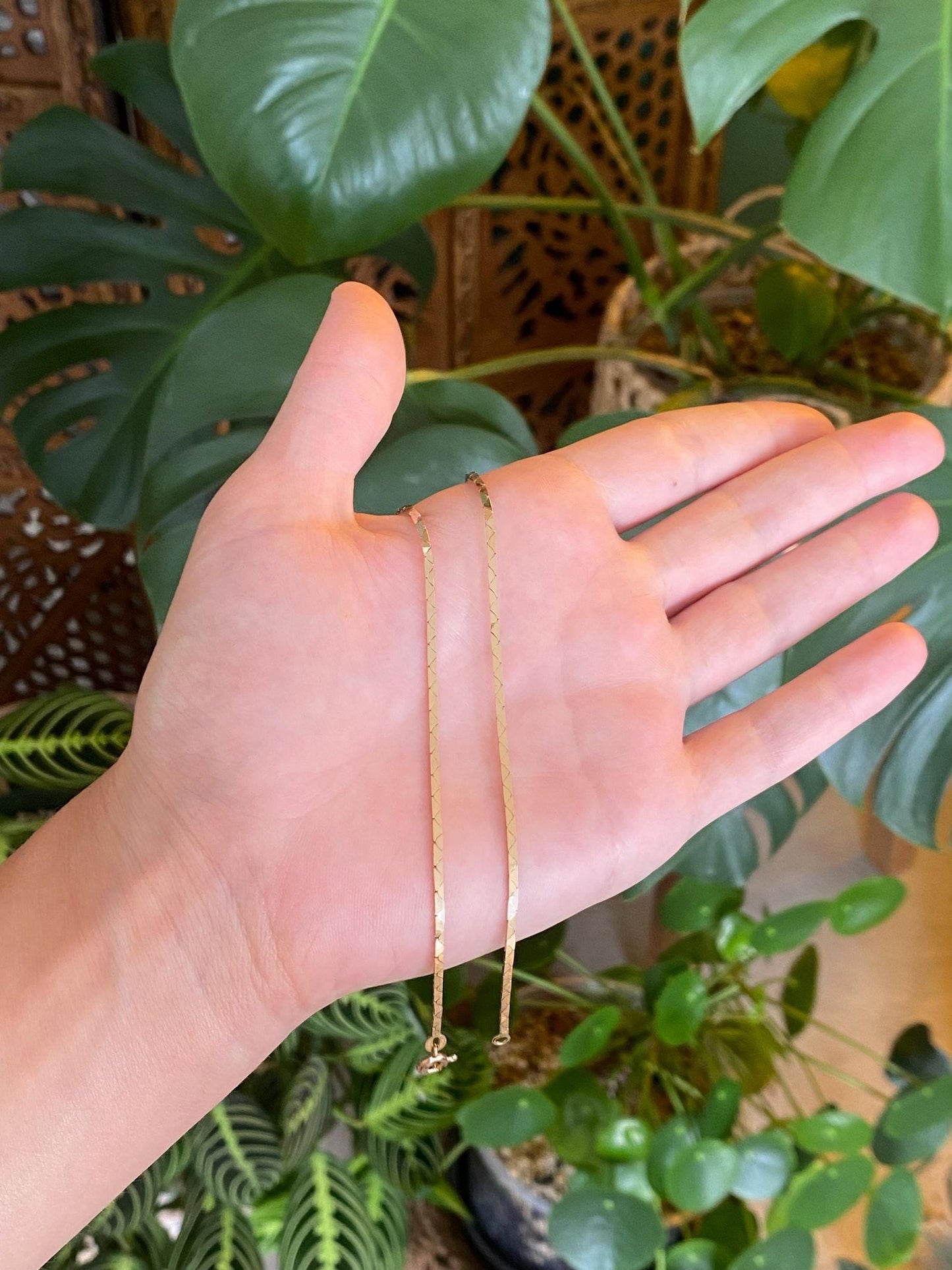 Vintage Solid 14k Yellow Gold Triangle Link Chain Necklace - 19.75 inches