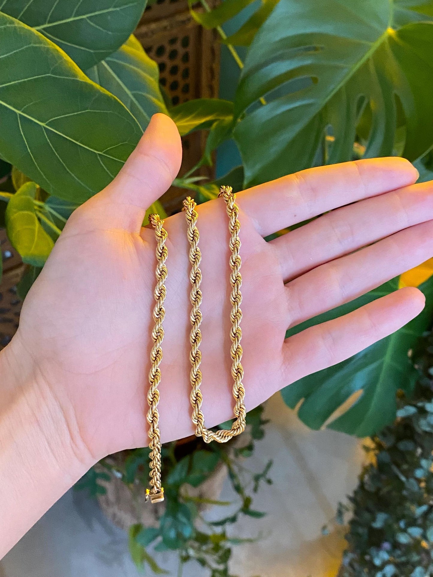 Vintage 14k Yellow Gold Rope Chain Necklace - 17.5 inches