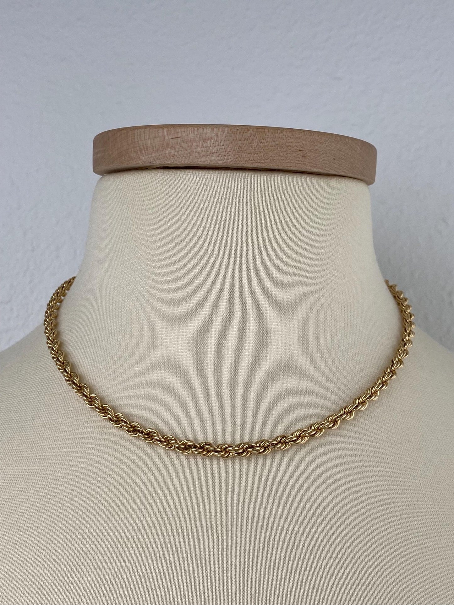 Vintage 14k Yellow Gold Rope Chain Necklace - 17.5 inches