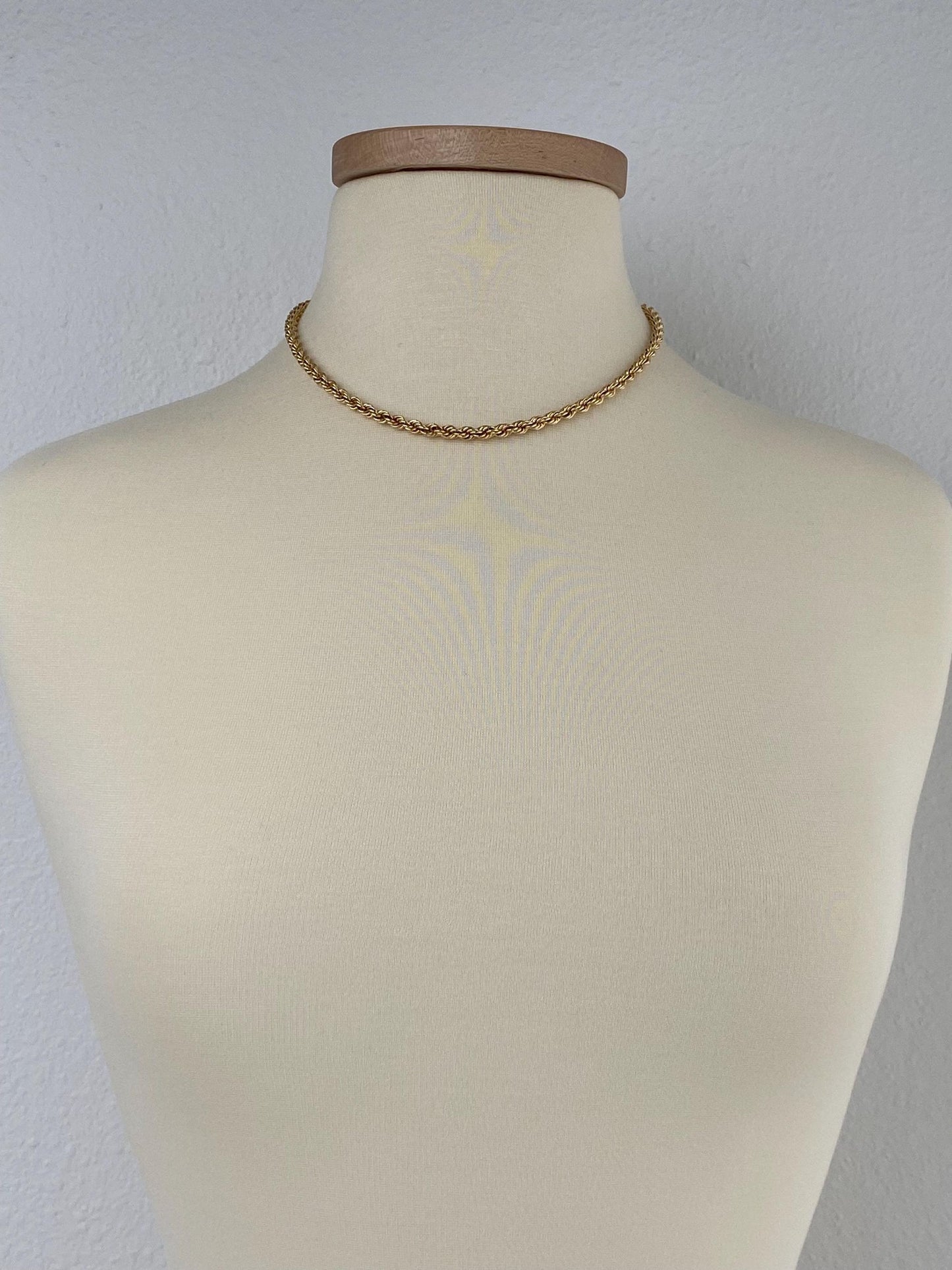 Vintage 14k Yellow Gold Rope Chain Necklace - 17.5 inches