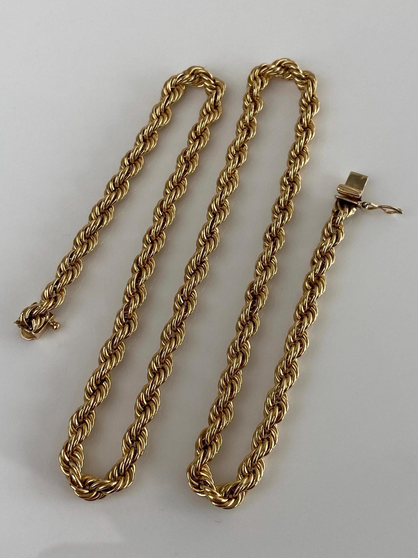 Vintage 14k Yellow Gold Rope Chain Necklace - 17.5 inches