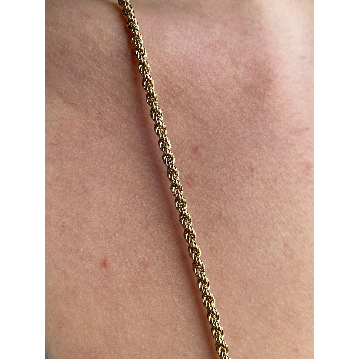 Vintage Solid 14k Yellow Gold Long Rope Chain Necklace - 32.25 inches
