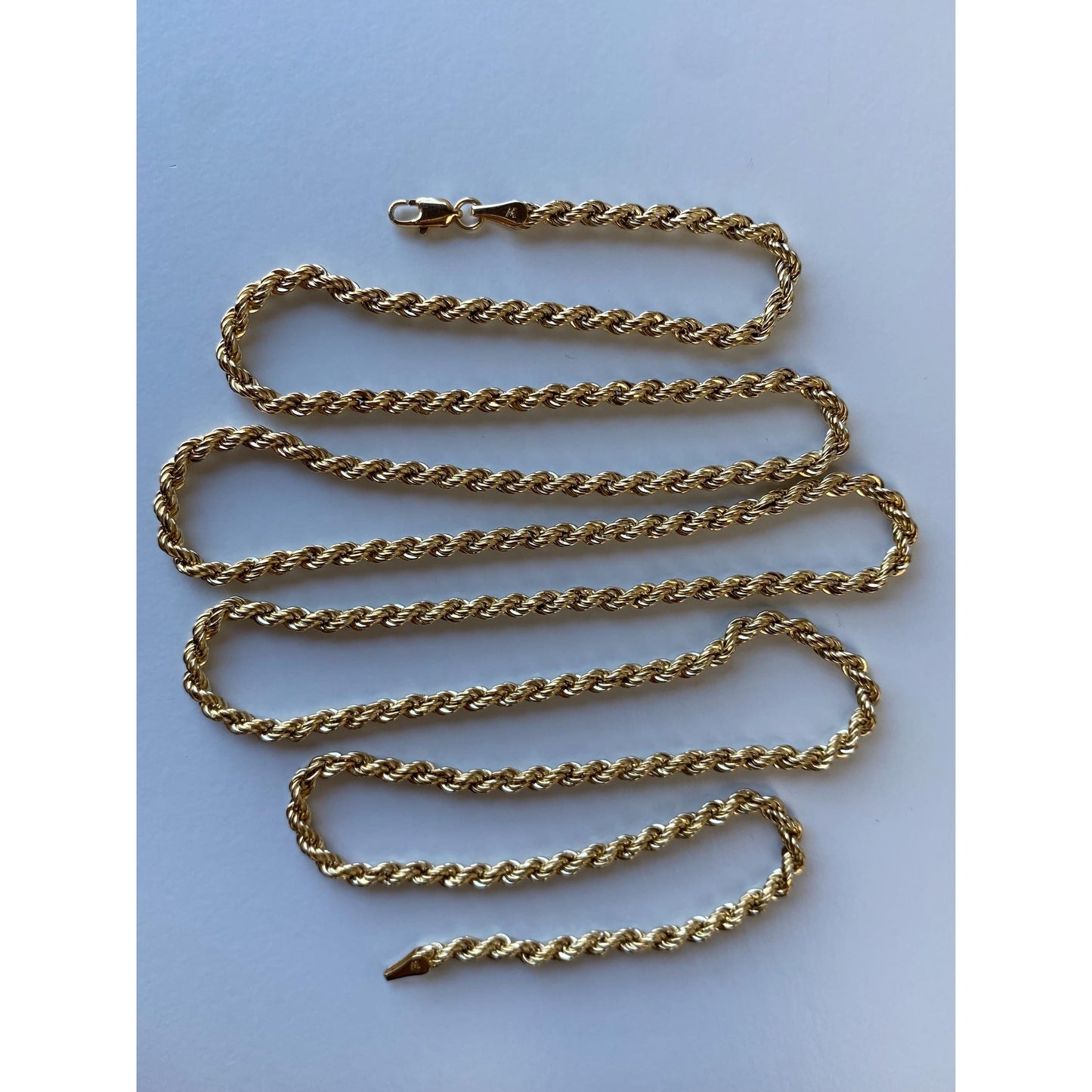Vintage Solid 14k Yellow Gold Long Rope Chain Necklace - 32.25 inches