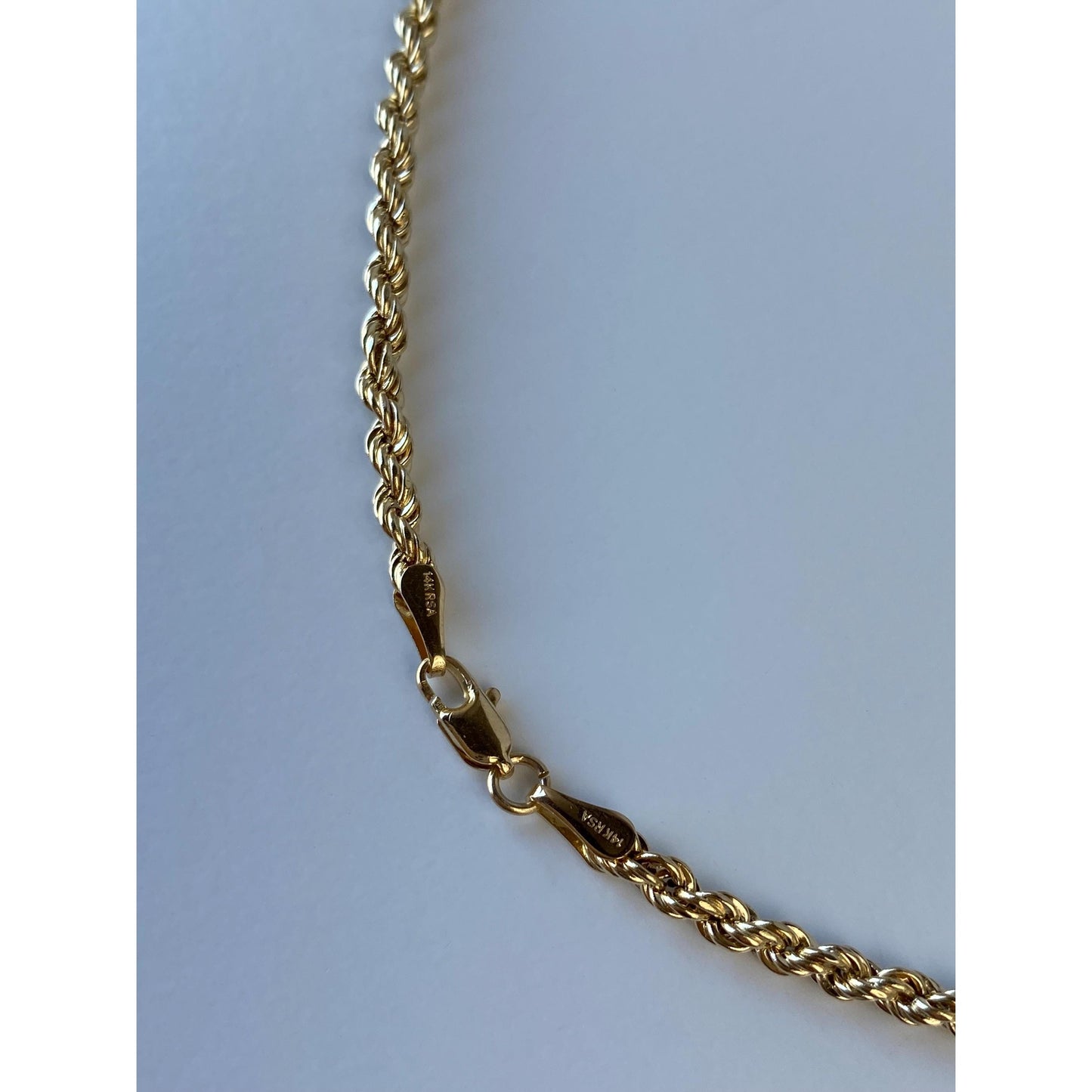 Vintage Solid 14k Yellow Gold Long Rope Chain Necklace - 32.25 inches