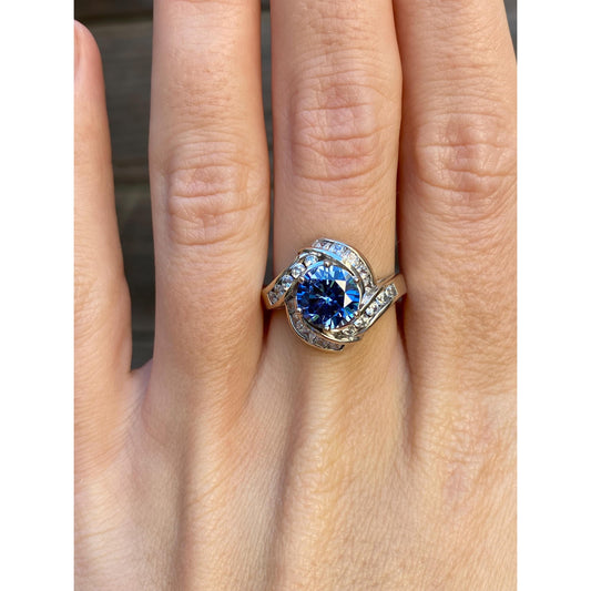 Solid 14k White Gold Cubic Zirconia Ring - Size 7