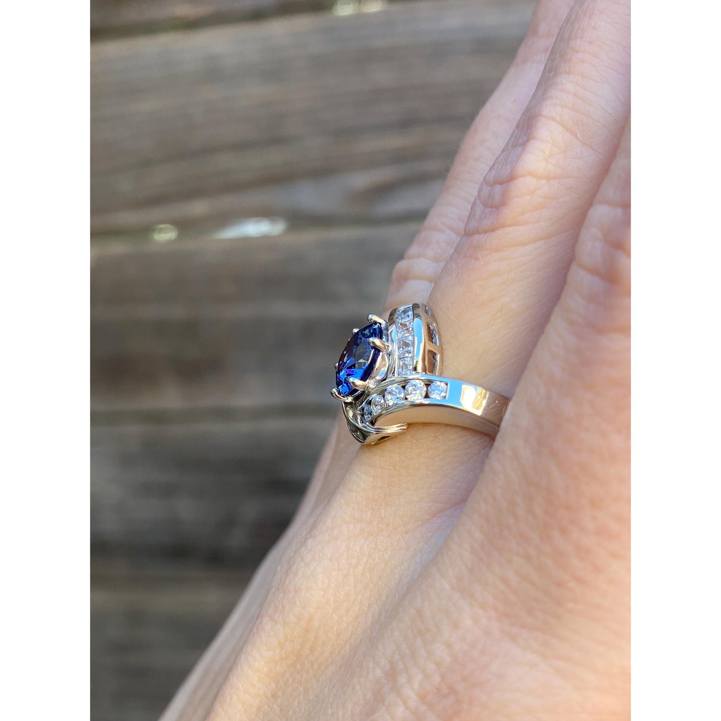 Solid 14k White Gold Cubic Zirconia Ring - Size 7