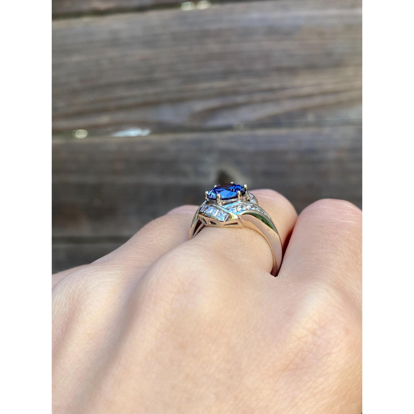 Solid 14k White Gold Cubic Zirconia Ring - Size 7