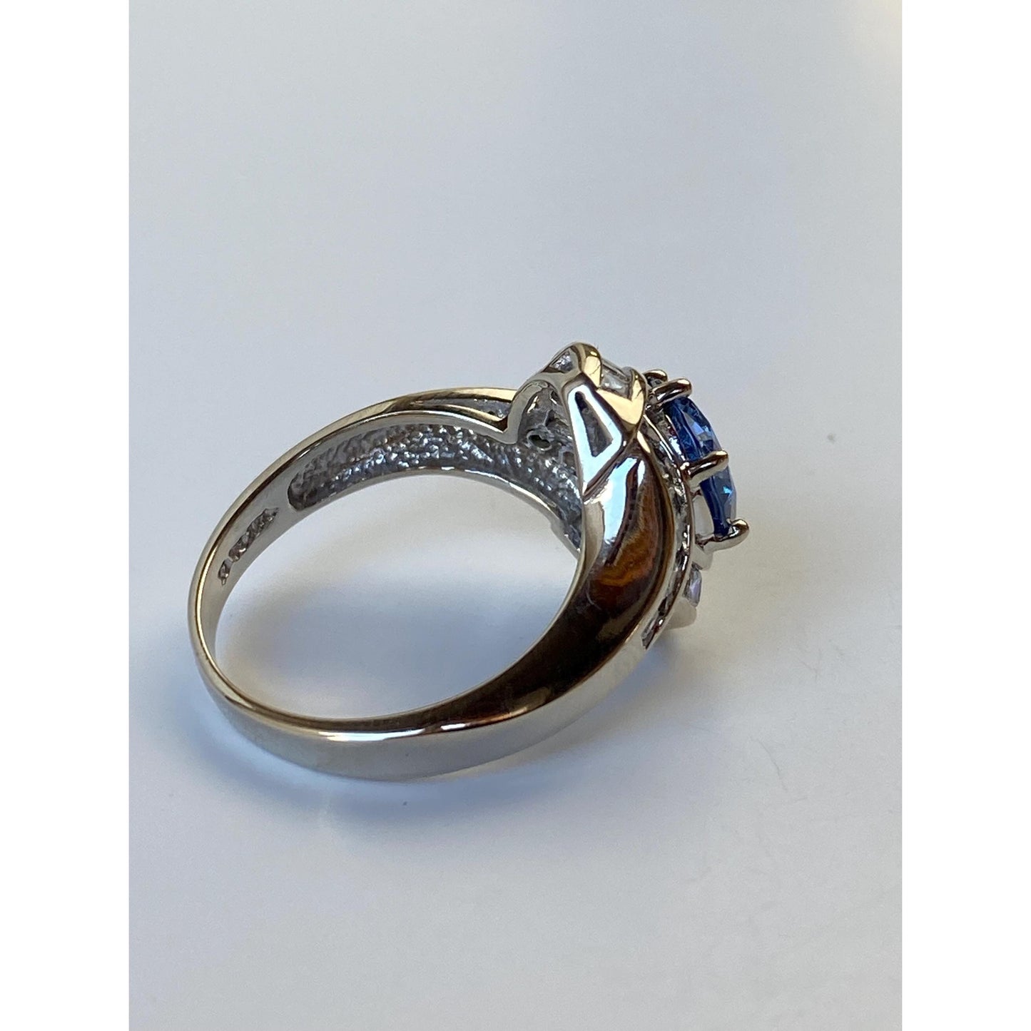 Solid 14k White Gold Cubic Zirconia Ring - Size 7