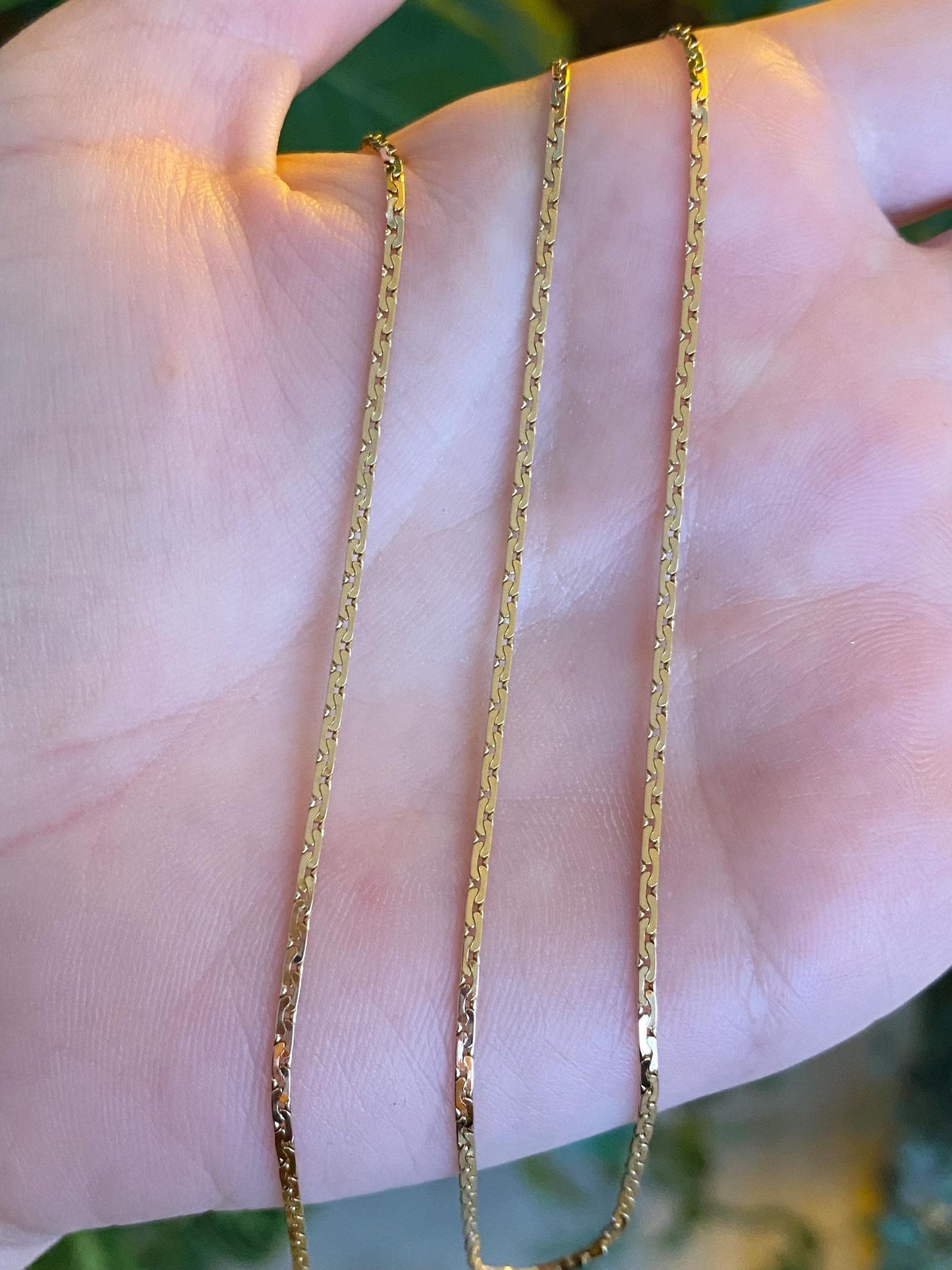 Vintage Solid 14k Yellow Gold C Link Flat Chain Necklace - 20 inches