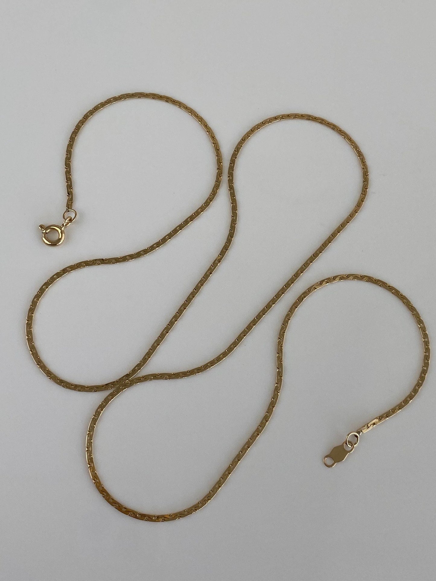 Vintage Solid 14k Yellow Gold C Link Flat Chain Necklace - 20 inches