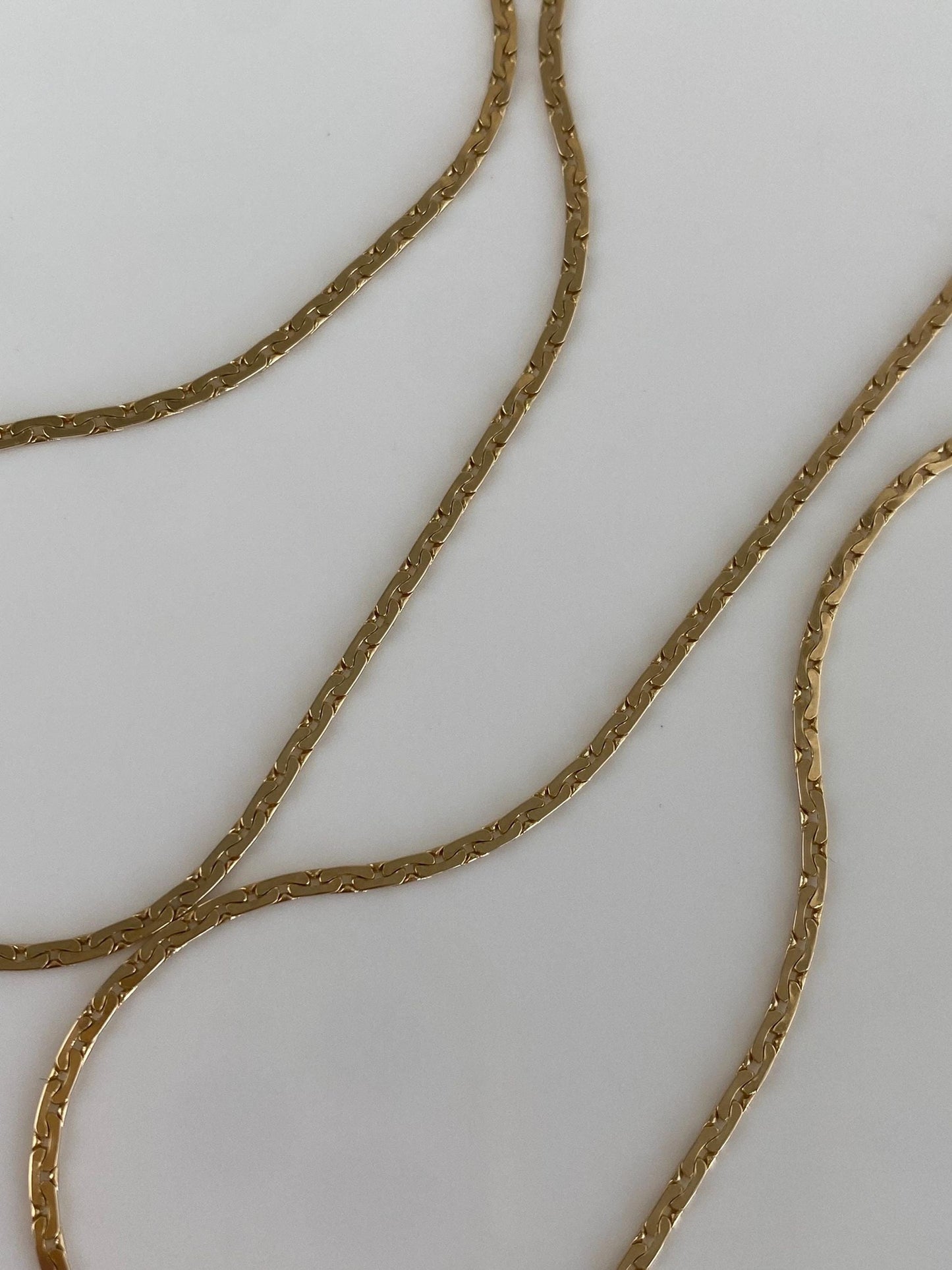 Vintage Solid 14k Yellow Gold C Link Flat Chain Necklace - 20 inches