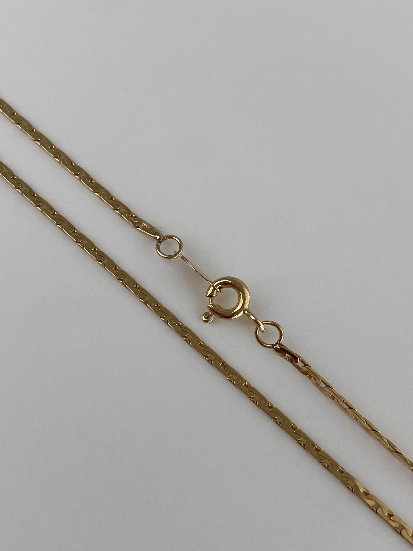 Vintage Solid 14k Yellow Gold C Link Flat Chain Necklace - 20 inches