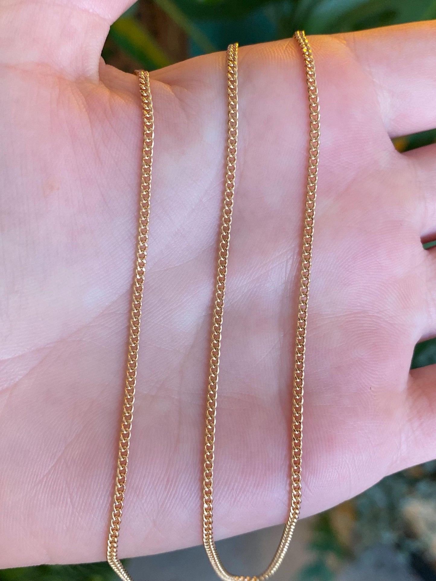 Vintage Solid 14k Yellow Gold Tight Curb Chain Necklace - 22.5 inches