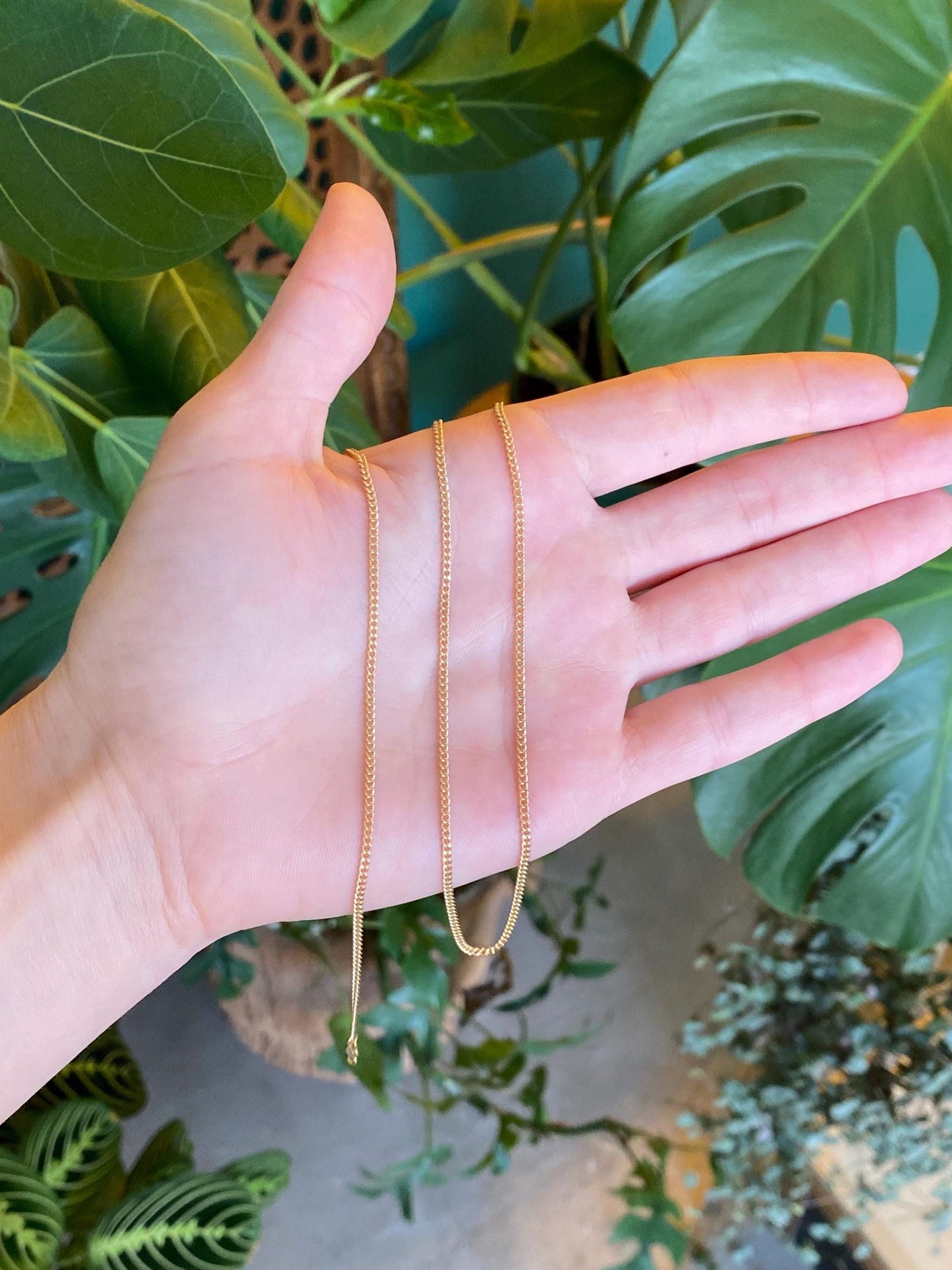 Vintage Solid 14k Yellow Gold Tight Curb Chain Necklace - 22.5 inches