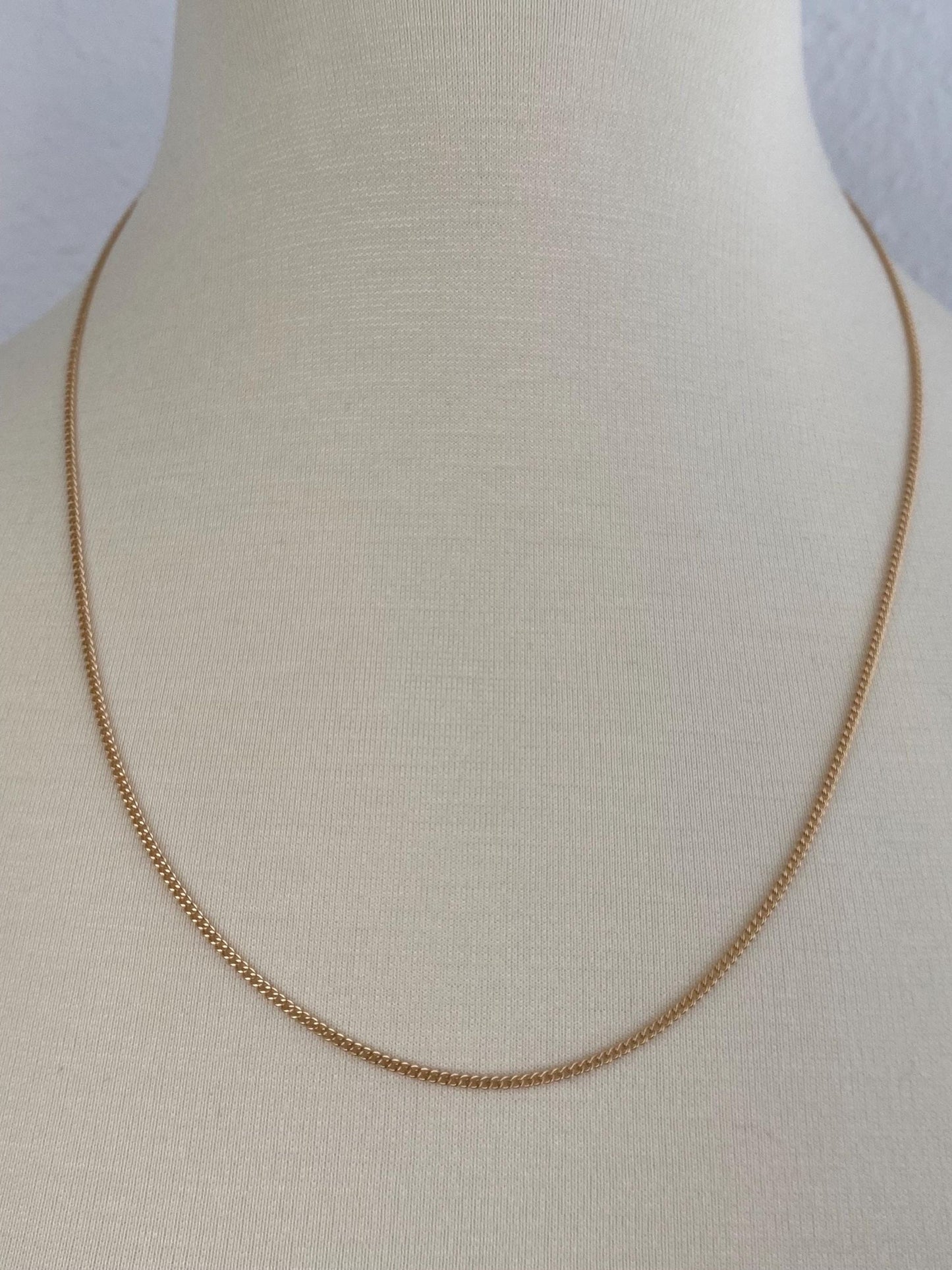 Vintage Solid 14k Yellow Gold Tight Curb Chain Necklace - 22.5 inches