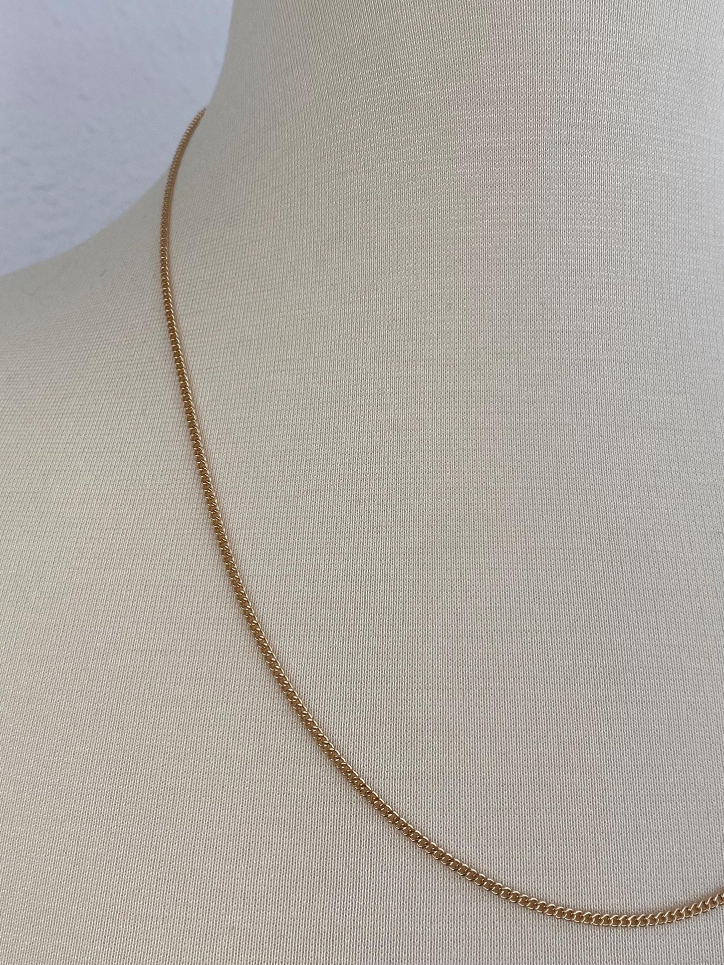 Vintage Solid 14k Yellow Gold Tight Curb Chain Necklace - 22.5 inches