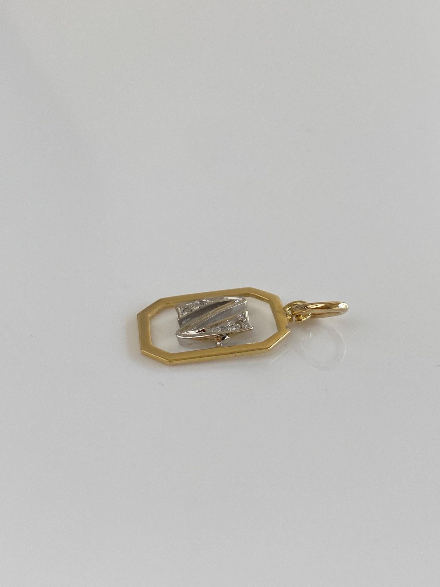 Vintage Solid 18k White & Yellow Gold Initial 'N' Charm