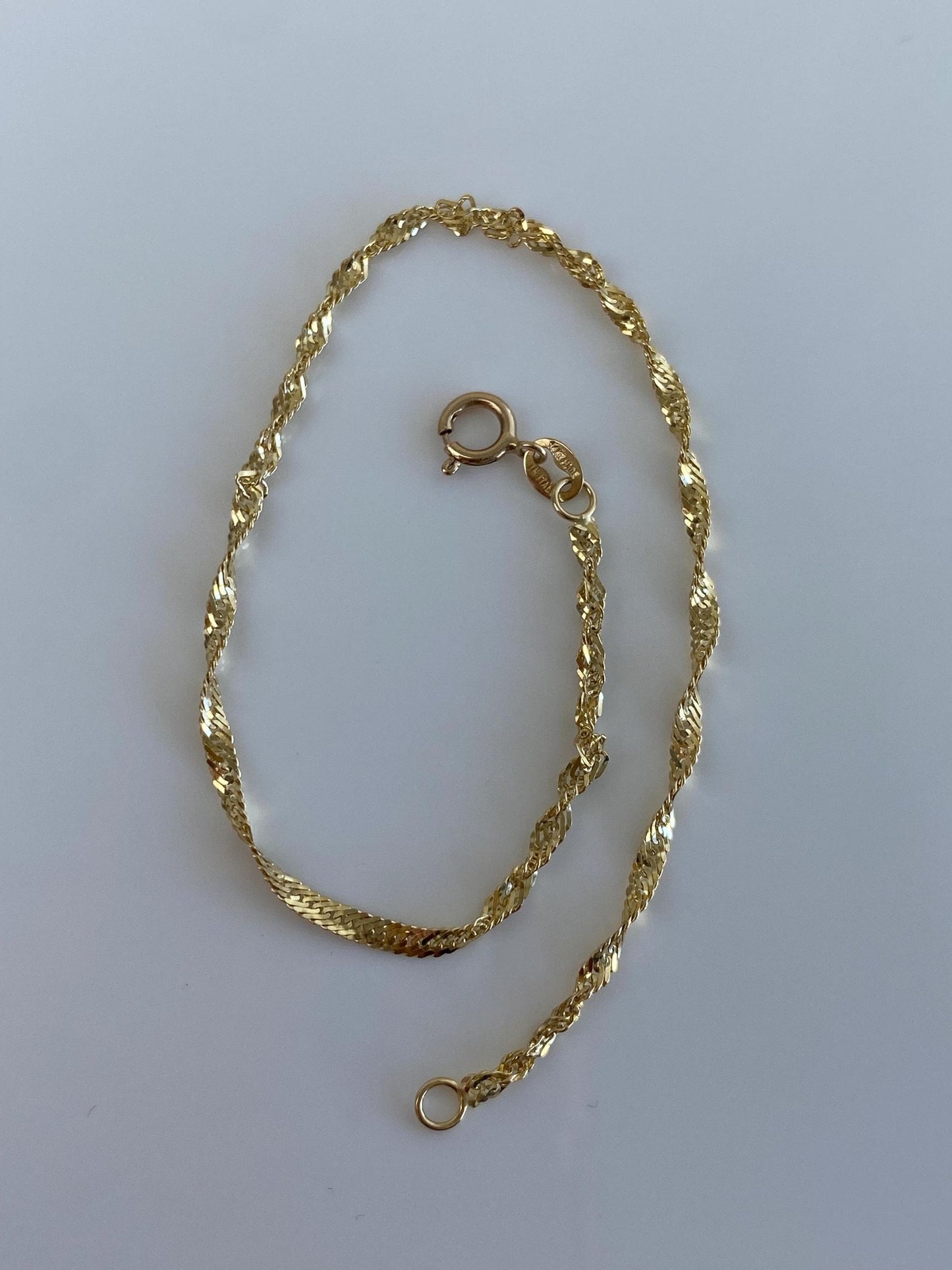 Vintage Solid 14k Yellow Gold Twist Chain Bracelet - 7 inches