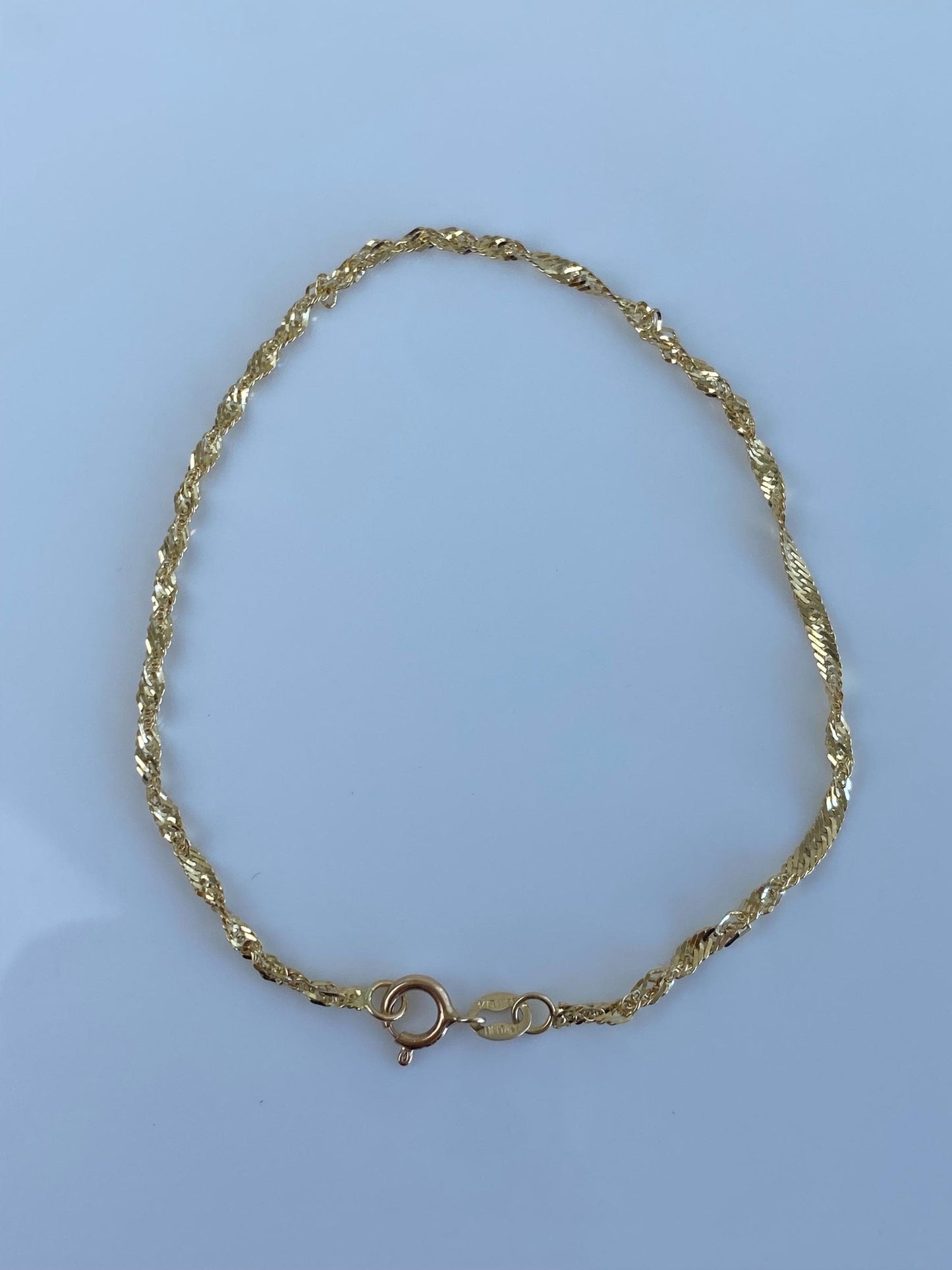 Vintage Solid 14k Yellow Gold Twist Chain Bracelet - 7 inches