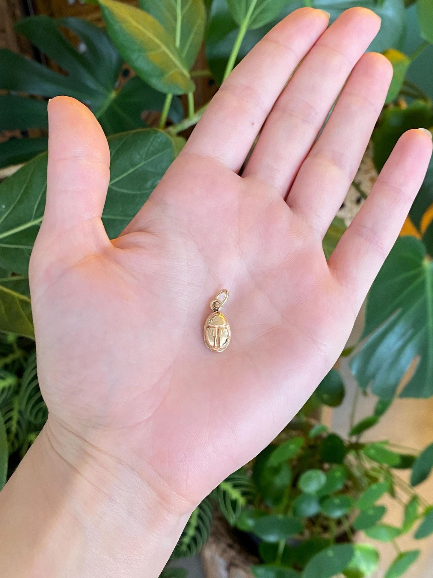 Vintage Solid 14k Yellow Gold Scarab Charm