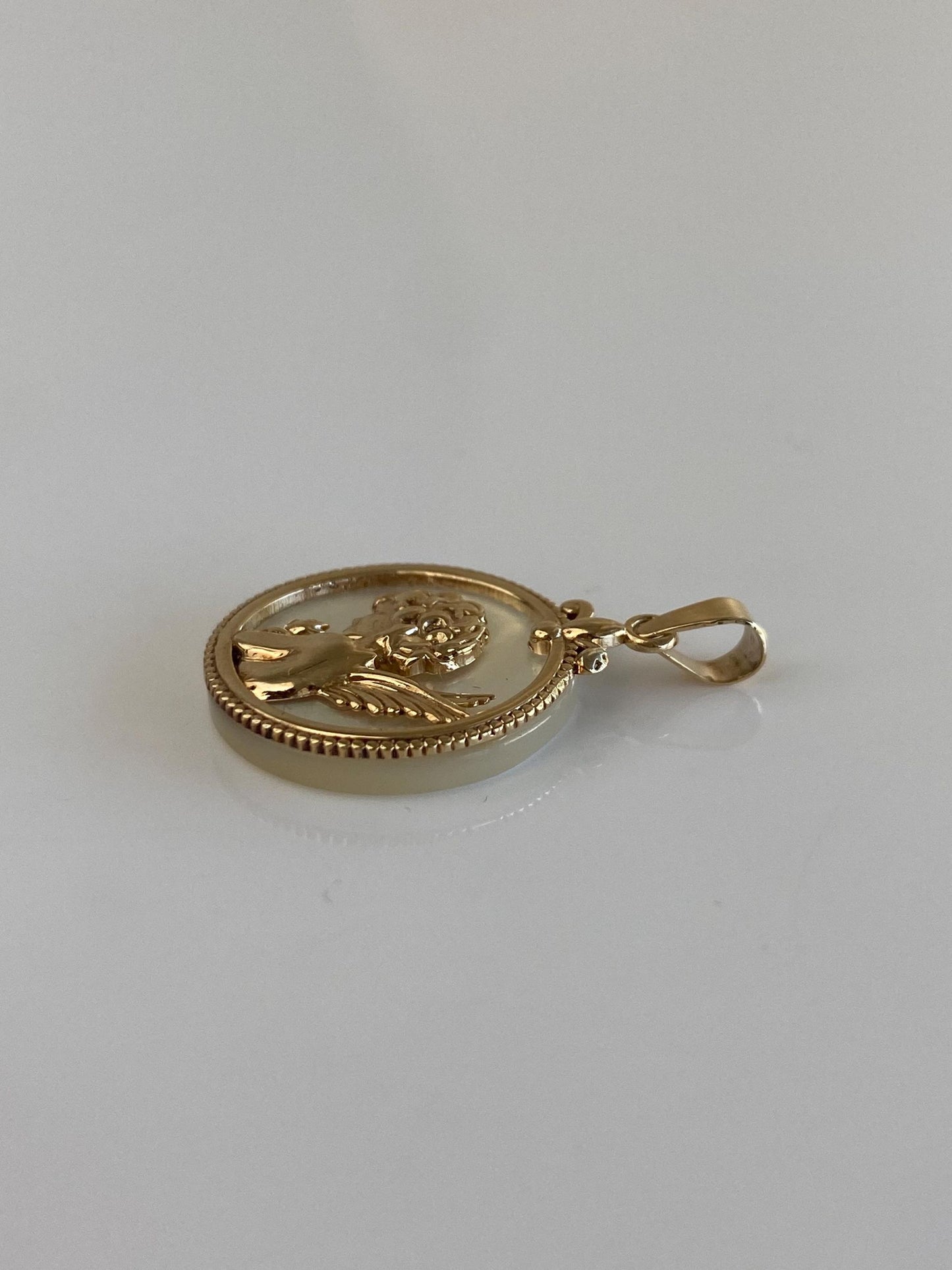 Vintage Solid 10k Yellow Gold Mother of Pearl Cherub Angel "Protect and Guide Me" Charm