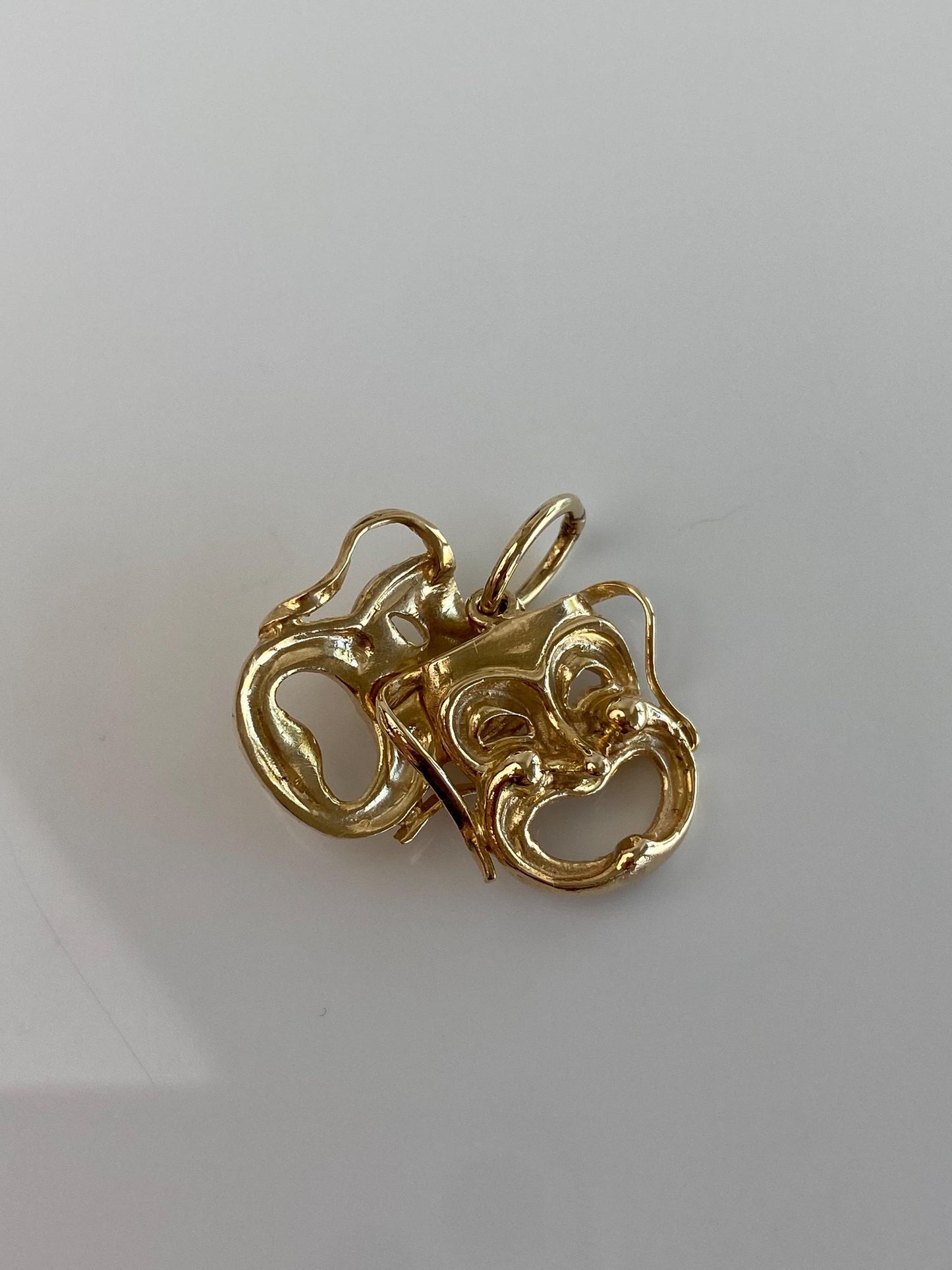Vintage Solid 14k Yellow Gold Comedy Tragedy Masks Charm