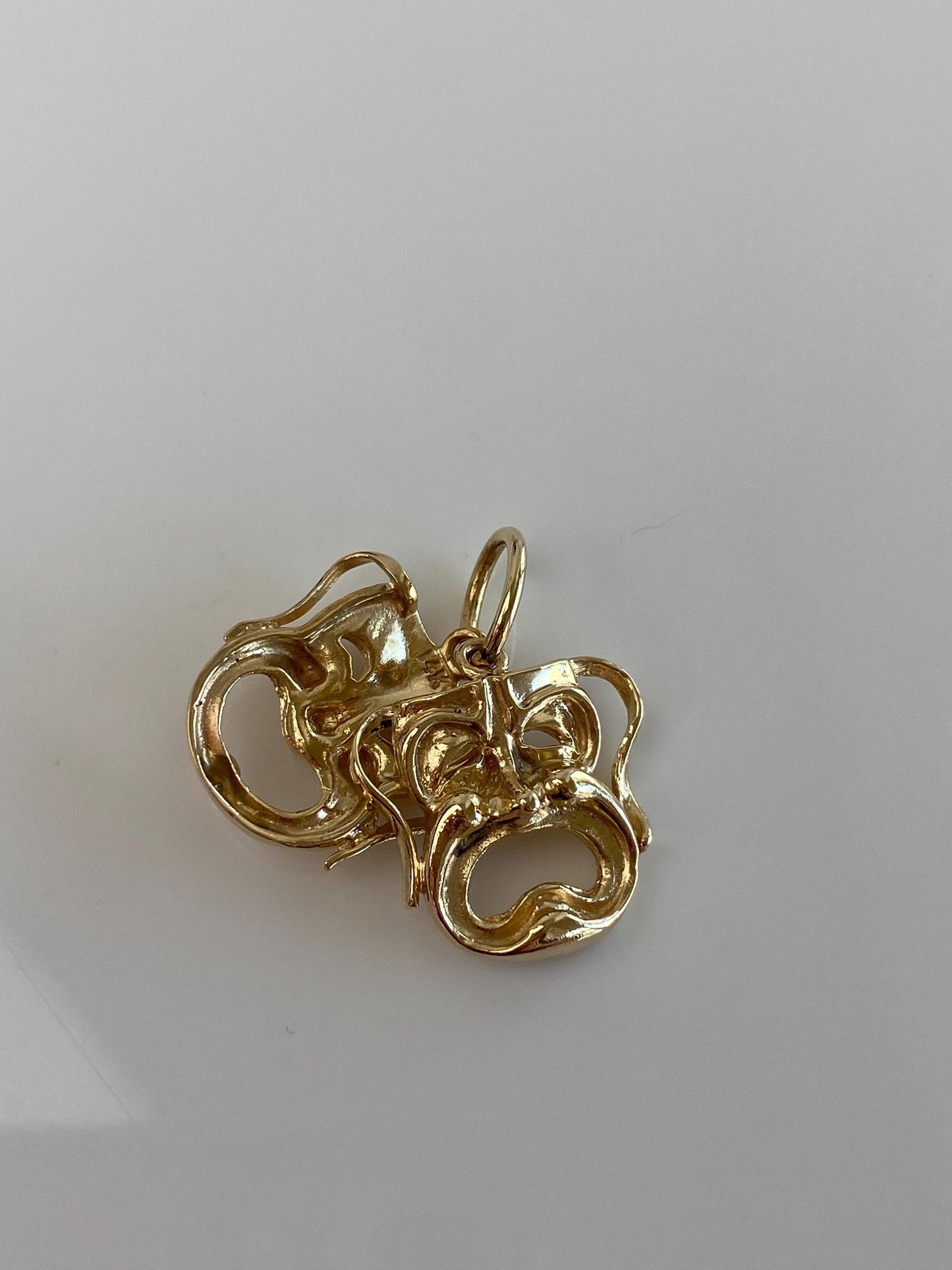 Vintage Solid 14k Yellow Gold Comedy Tragedy Masks Charm