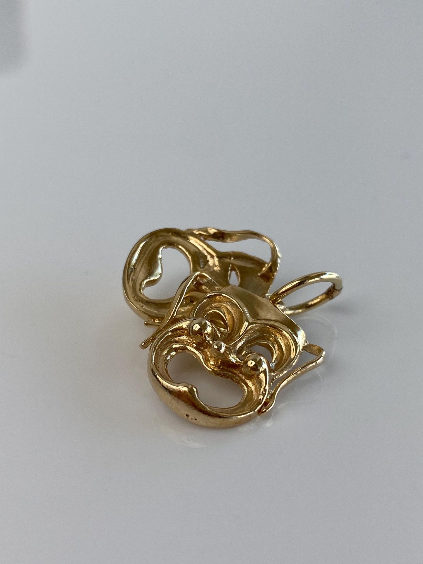 Vintage Solid 14k Yellow Gold Comedy Tragedy Masks Charm