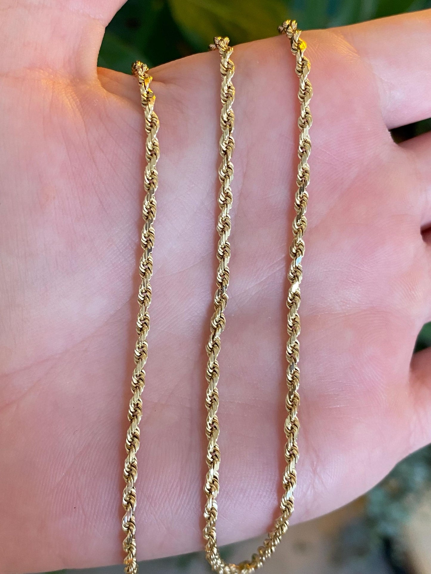 Vintage Solid 14k Yellow Gold Diamond Cut Rope Chain Necklace - 18.25 inches