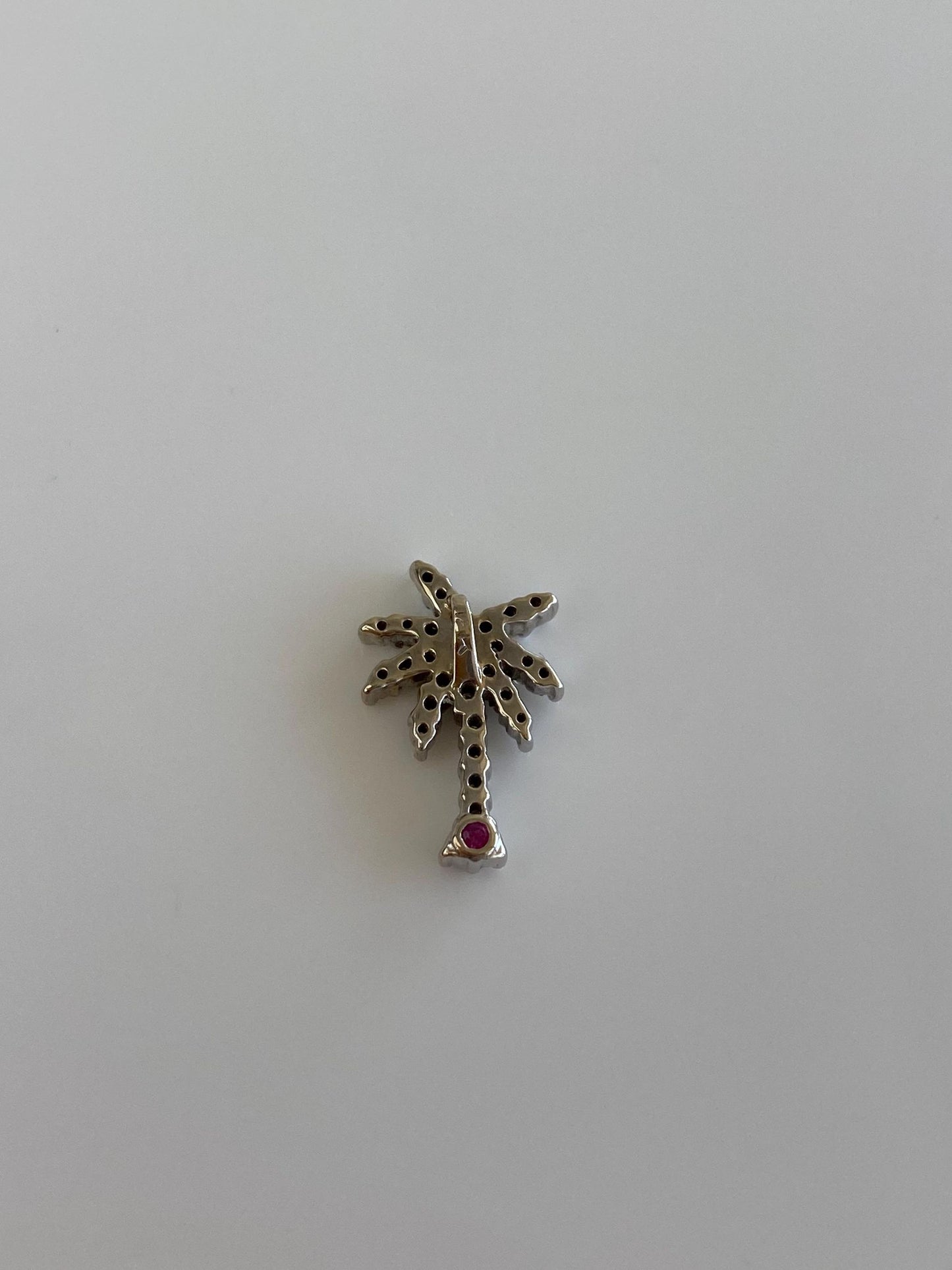 Vintage Solid 18k White Gold Diamonds Palm Tree Charm