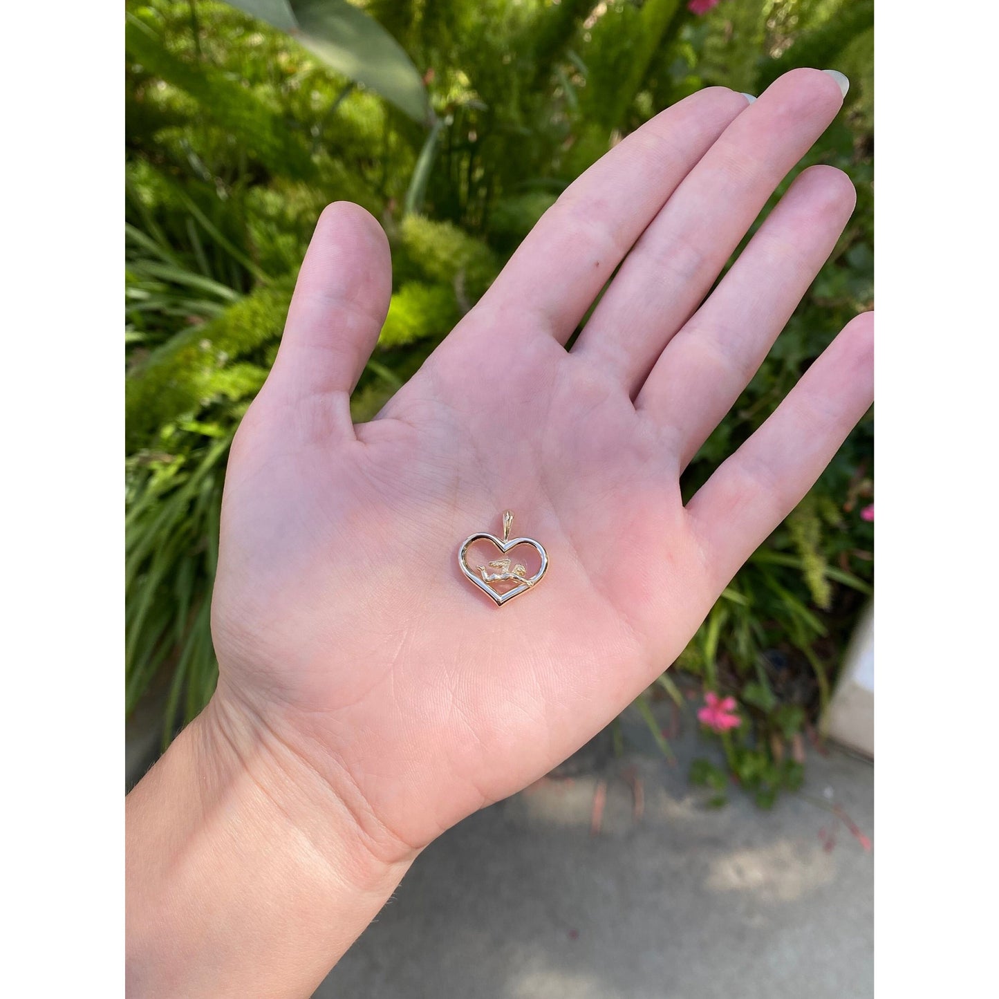 Vintage Solid 14k Yellow Gold Angel Heart Charm