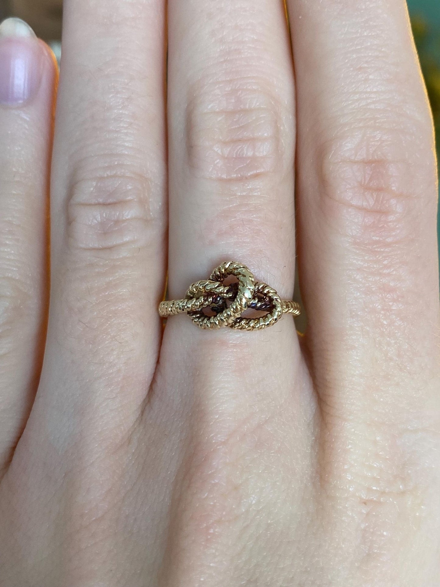 Vintage Solid 14k Yellow Gold Rope Knot Ring - Size 5.75