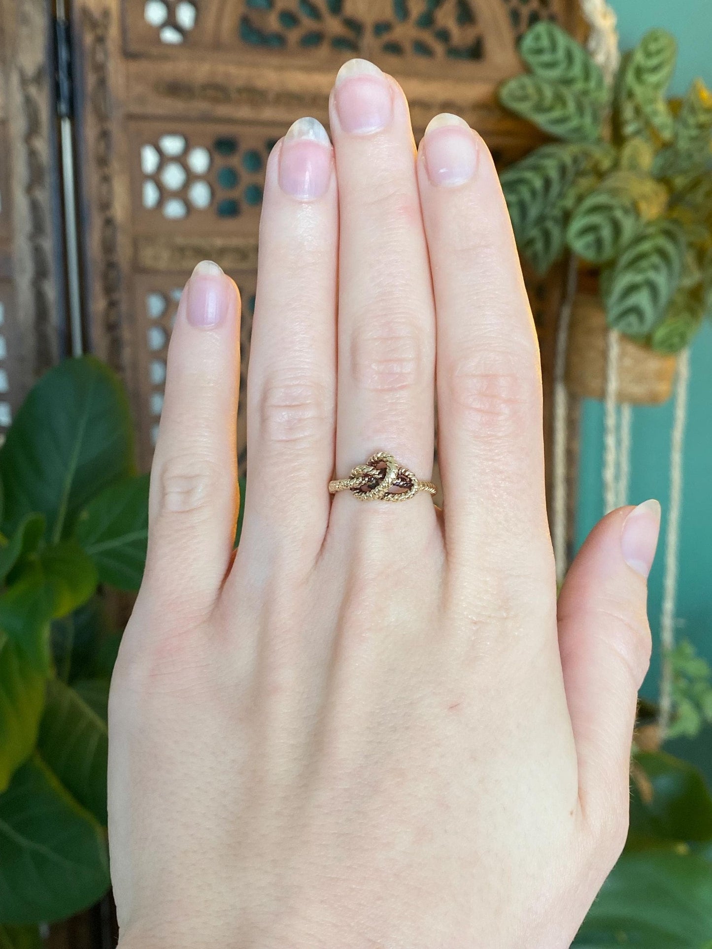 Vintage Solid 14k Yellow Gold Rope Knot Ring - Size 5.75