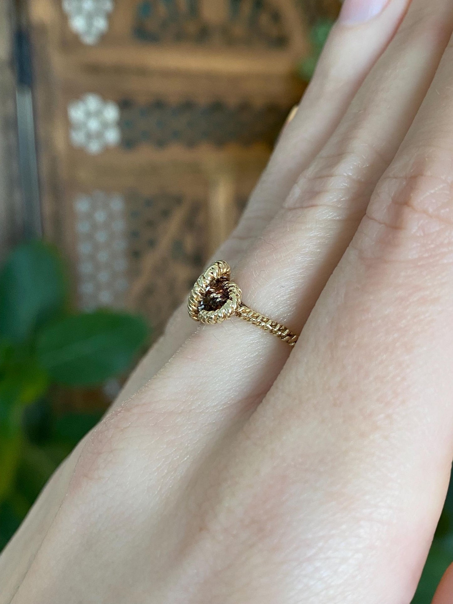 Vintage Solid 14k Yellow Gold Rope Knot Ring - Size 5.75