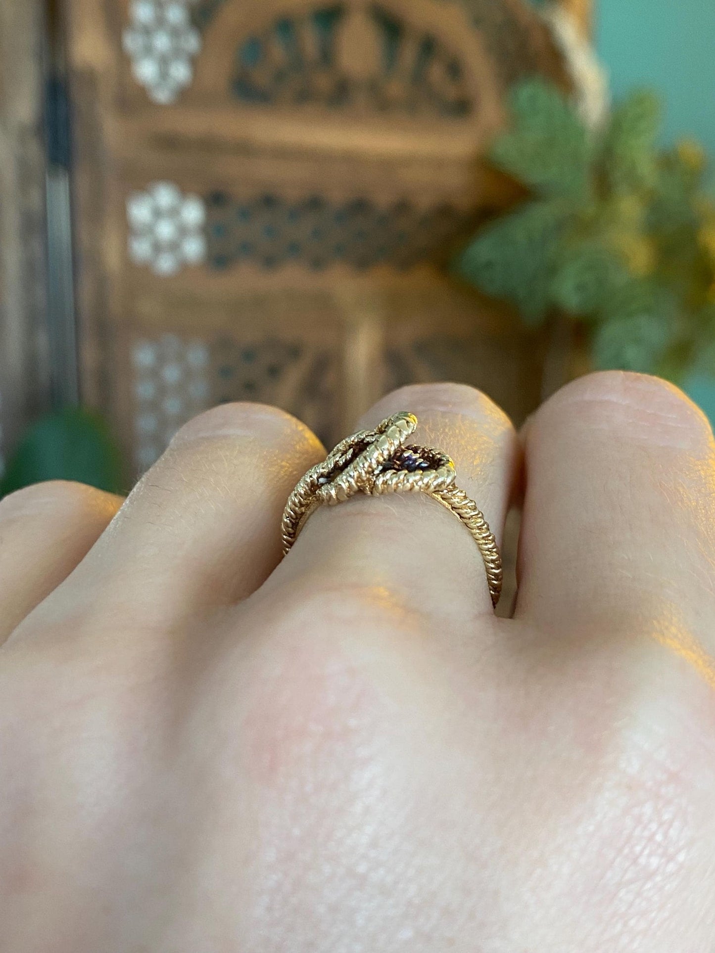 Vintage Solid 14k Yellow Gold Rope Knot Ring - Size 5.75