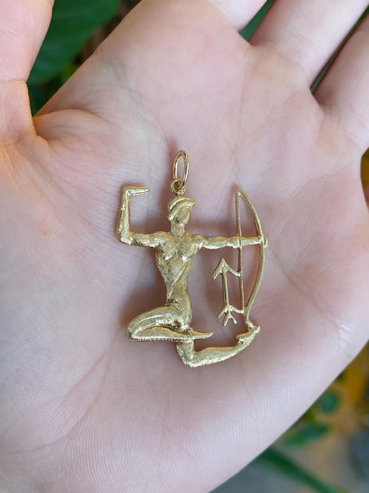 Vintage Solid 14k Yellow Gold Sagittarius Charm